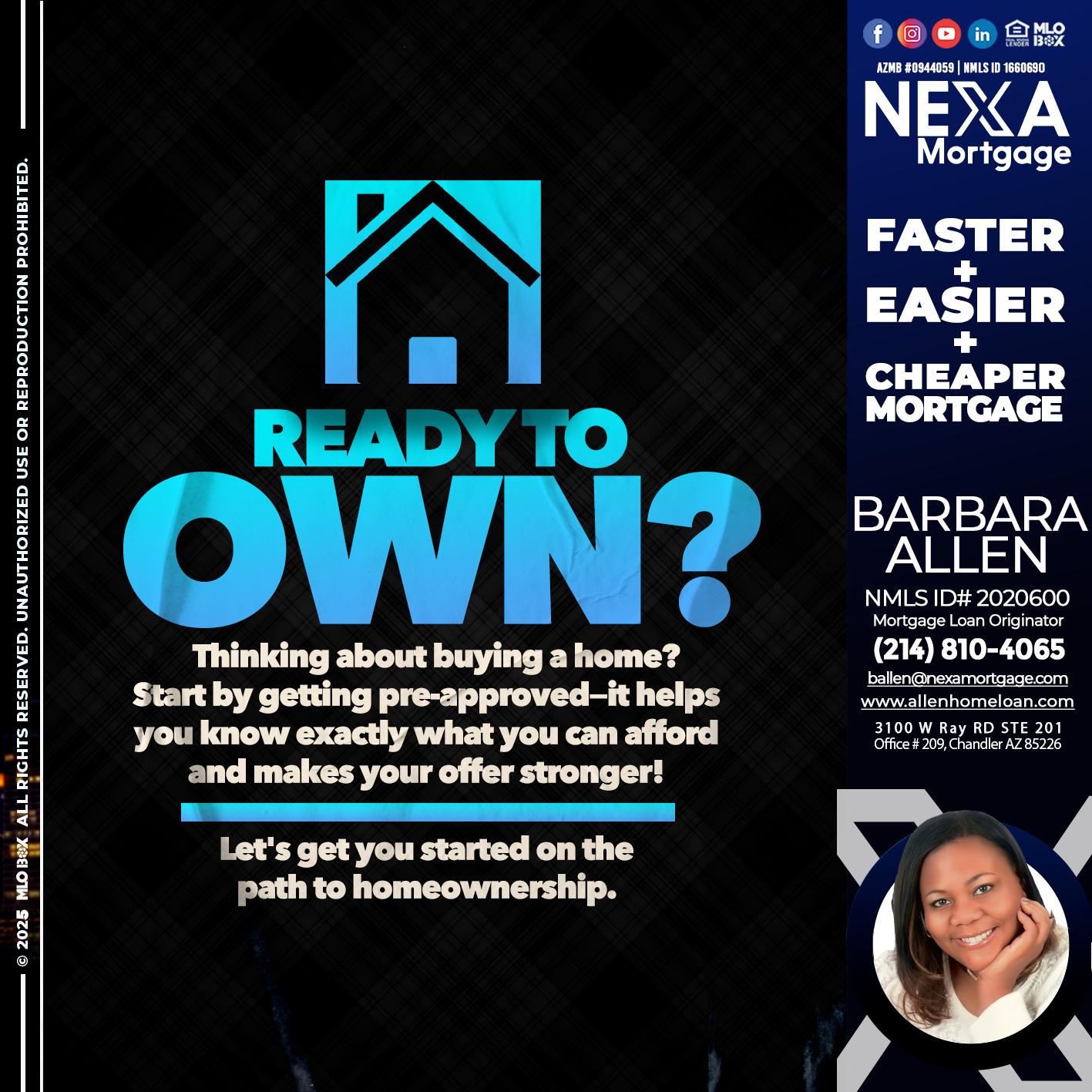 READY TO OWN - Barbara Allen -Mortgage Consultant