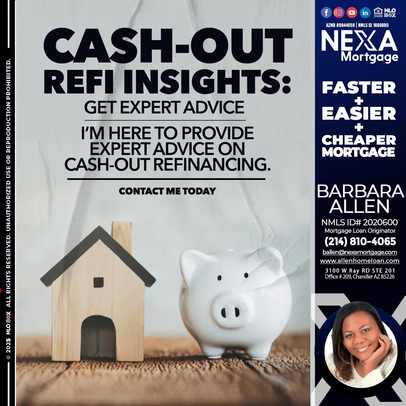CASH OUT - Barbara Allen -Mortgage Consultant