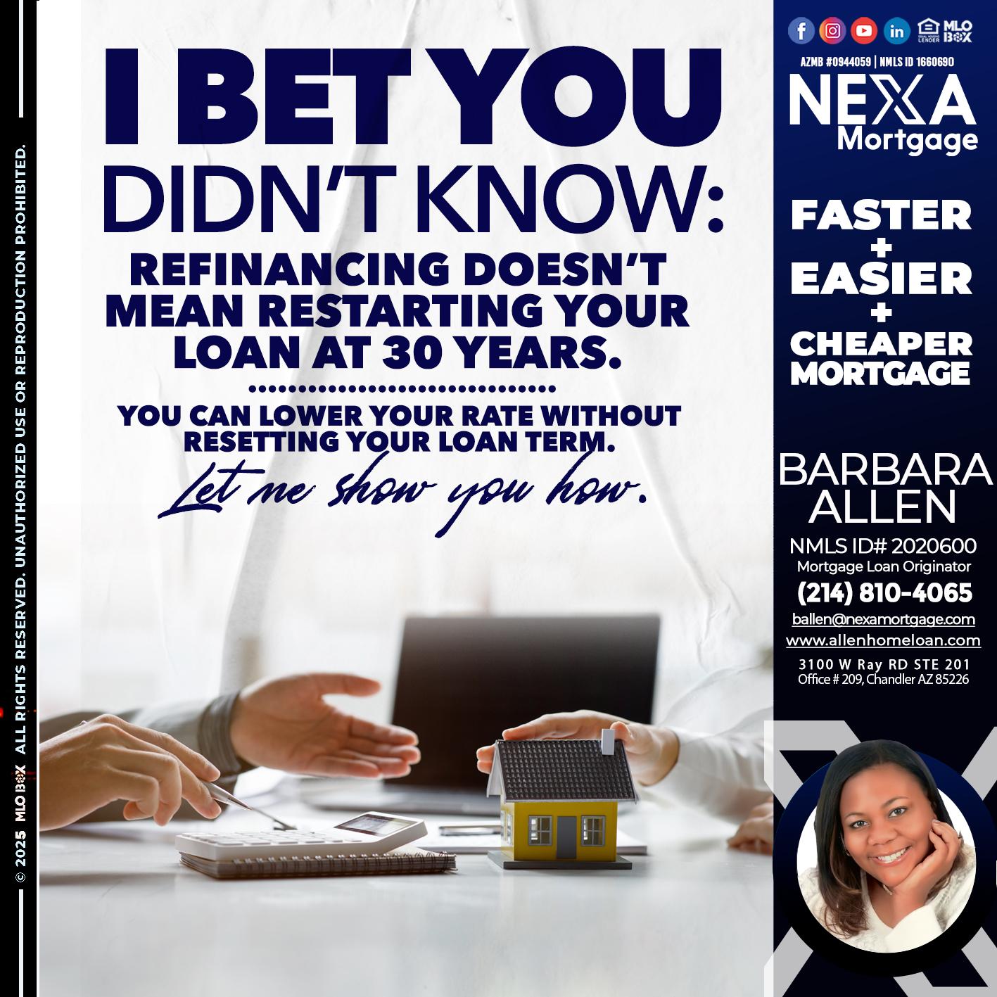 I BET YOU - Barbara Allen -Mortgage Consultant