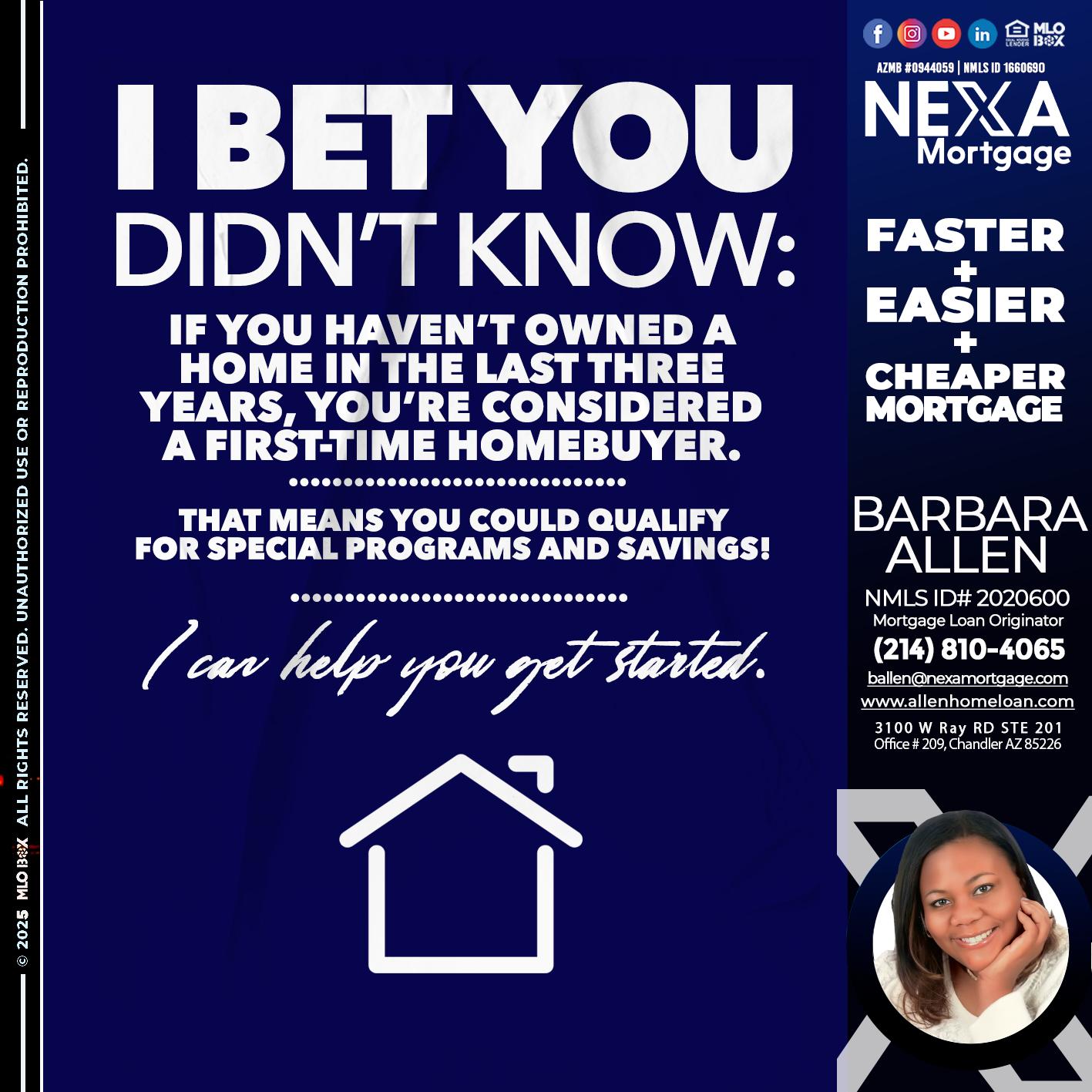 I BET YOU KNOW - Barbara Allen -Mortgage Consultant