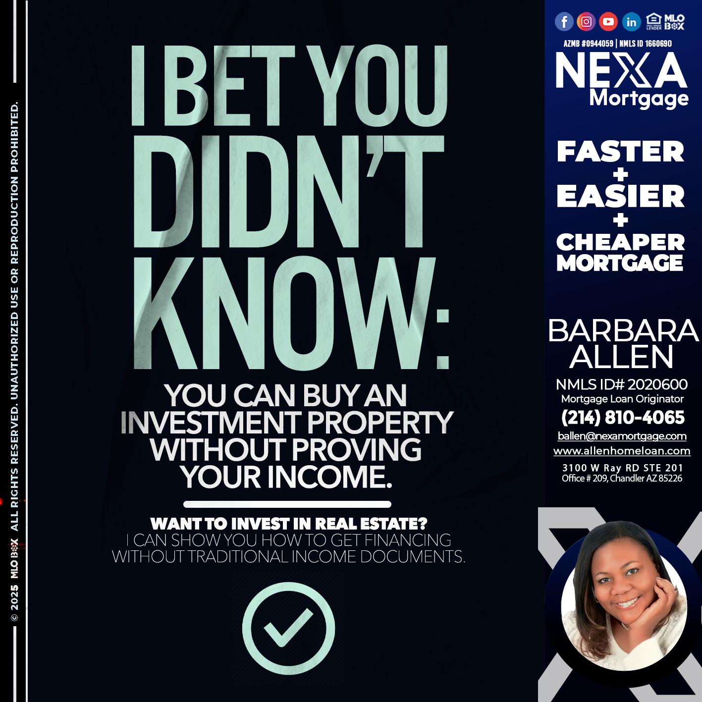 I BET YOU - Barbara Allen -Mortgage Consultant