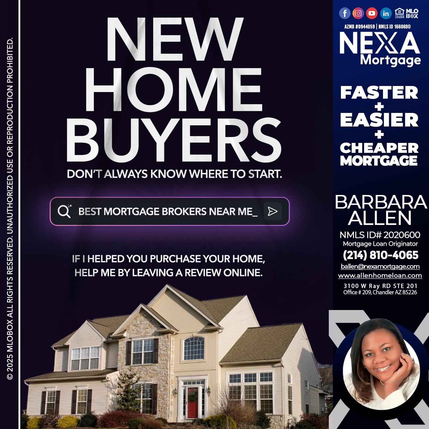 NEW HOME BUYERS - Barbara Allen -Mortgage Consultant