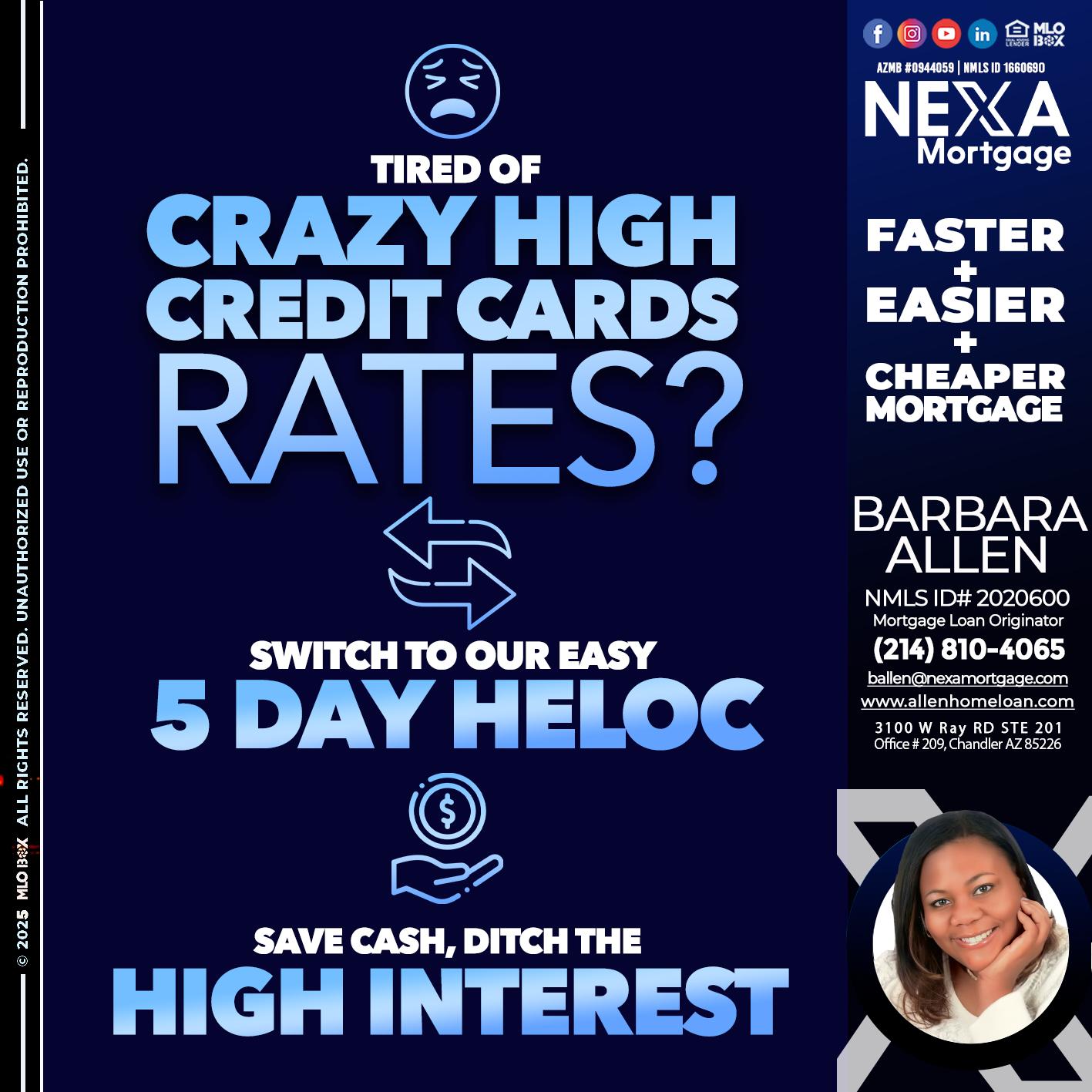 TIRED OF HIGH RATES - Barbara Allen -Mortgage Consultant