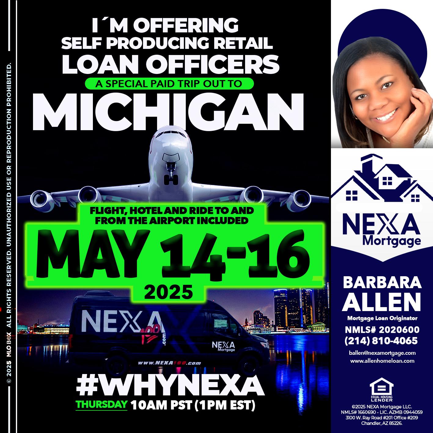 MAY 14-16 MICHIGAN TRIP - Barbara Allen -Mortgage Consultant
