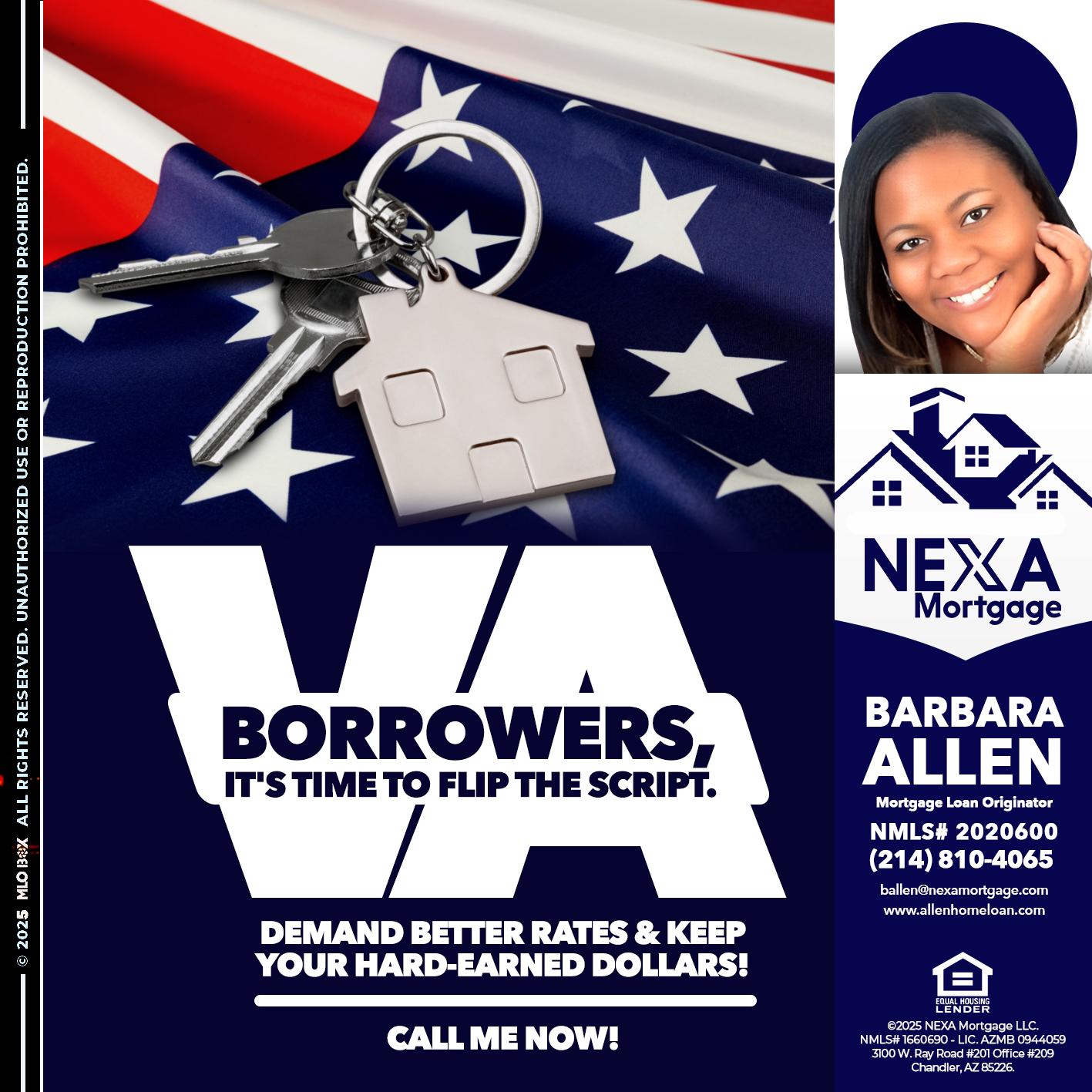 VA BORROWERS - Barbara Allen -Mortgage Consultant