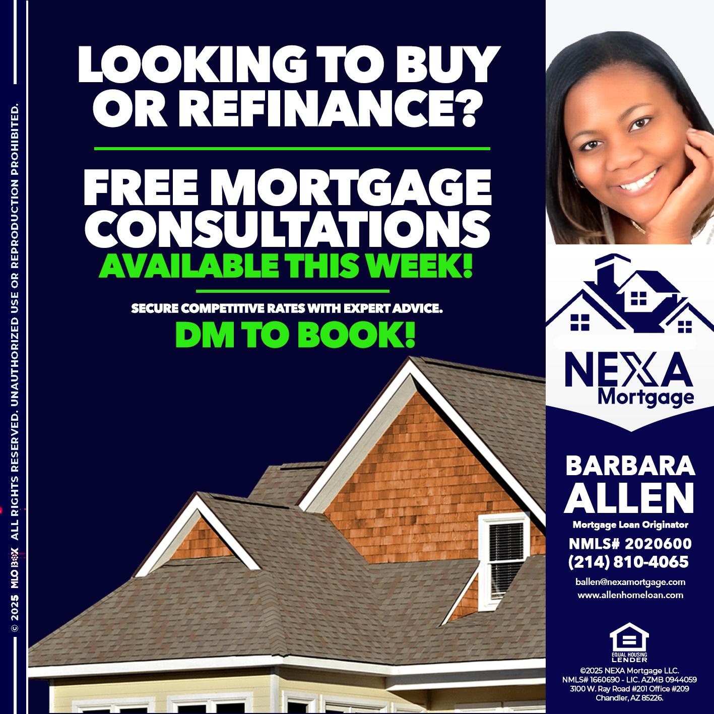 LOOKING TO BUY OR REFINANCE - Barbara Allen -Mortgage Consultant