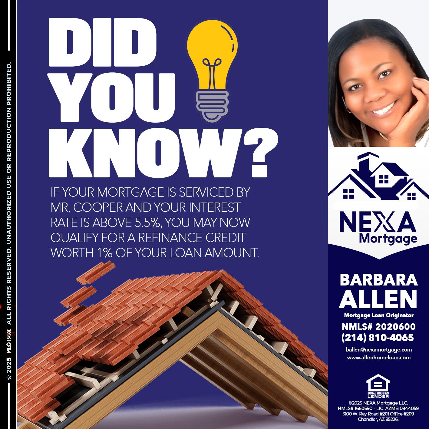 DID YOU KNOW? - Barbara Allen -Mortgage Consultant