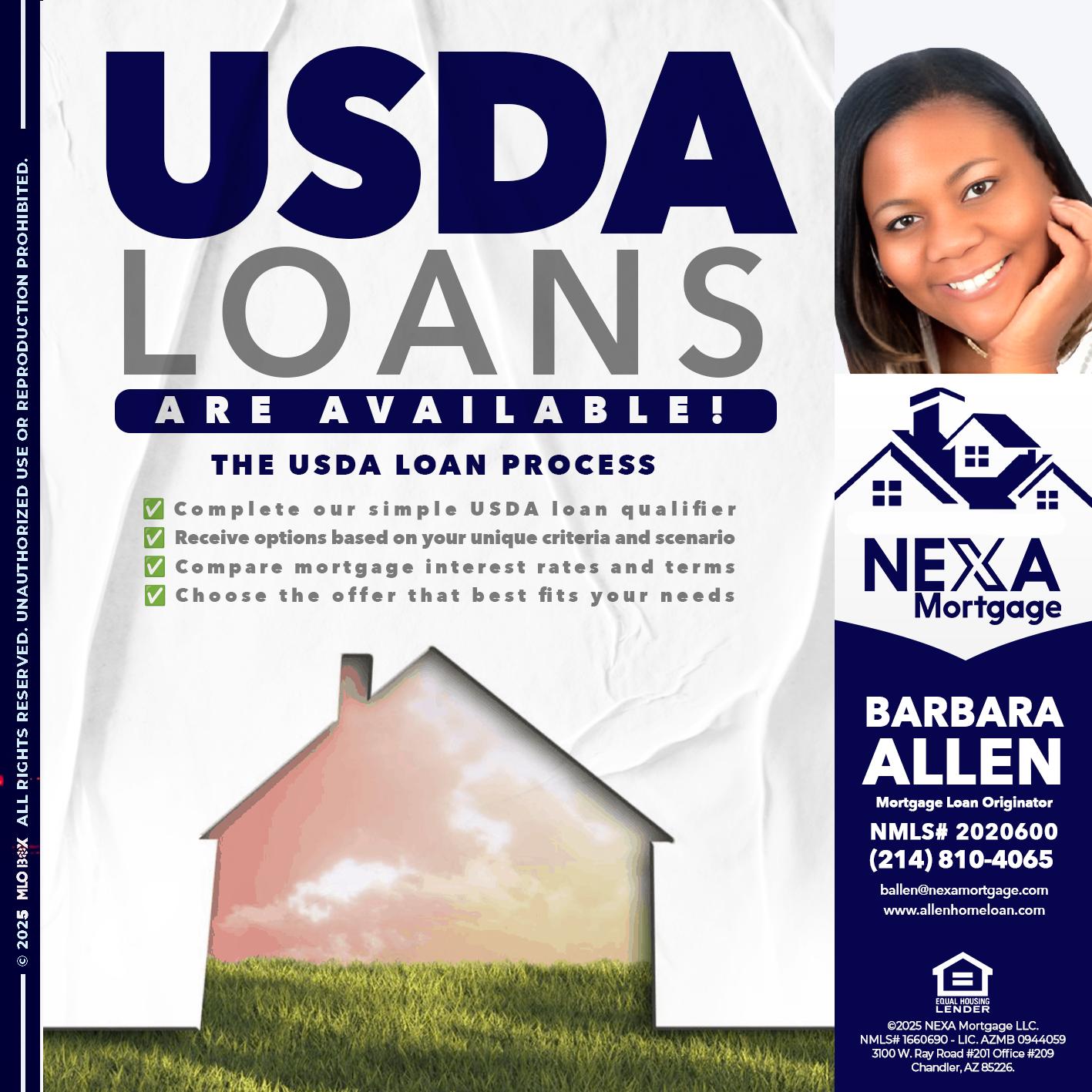 USDA LOANS - Barbara Allen -Mortgage Consultant