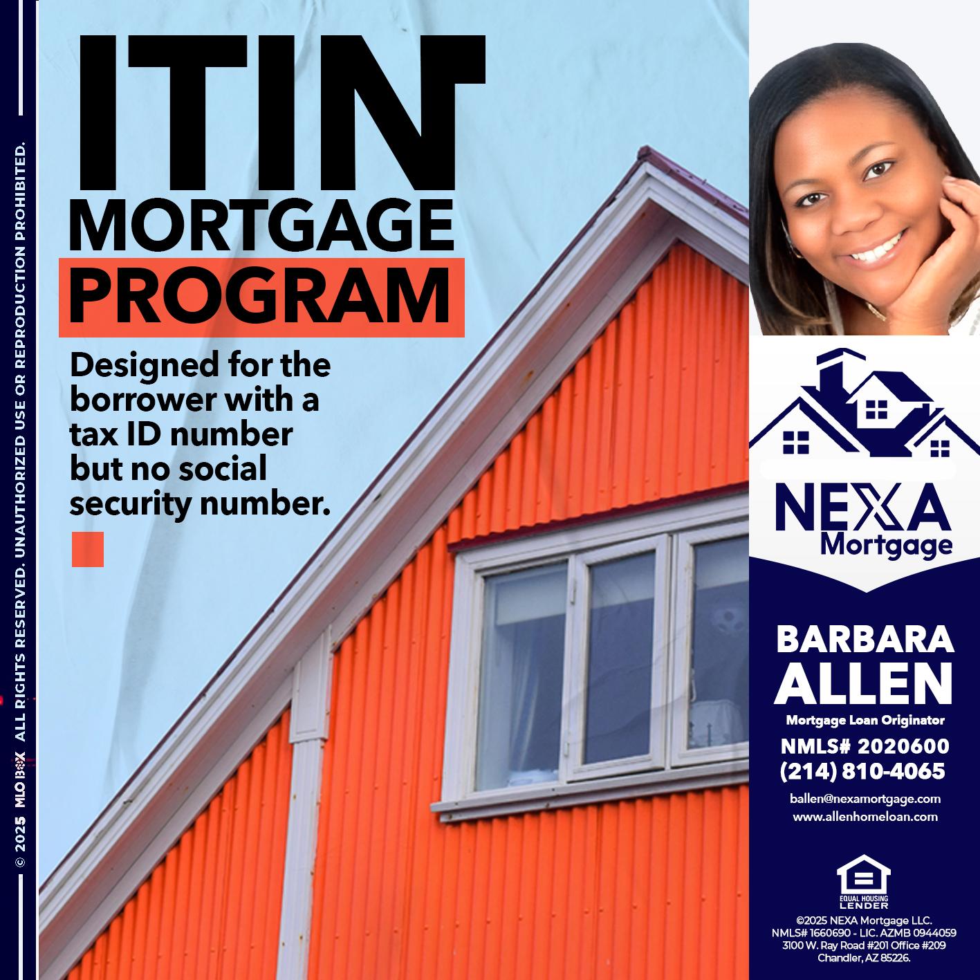 ITIN PROGRAM - Barbara Allen -Mortgage Consultant