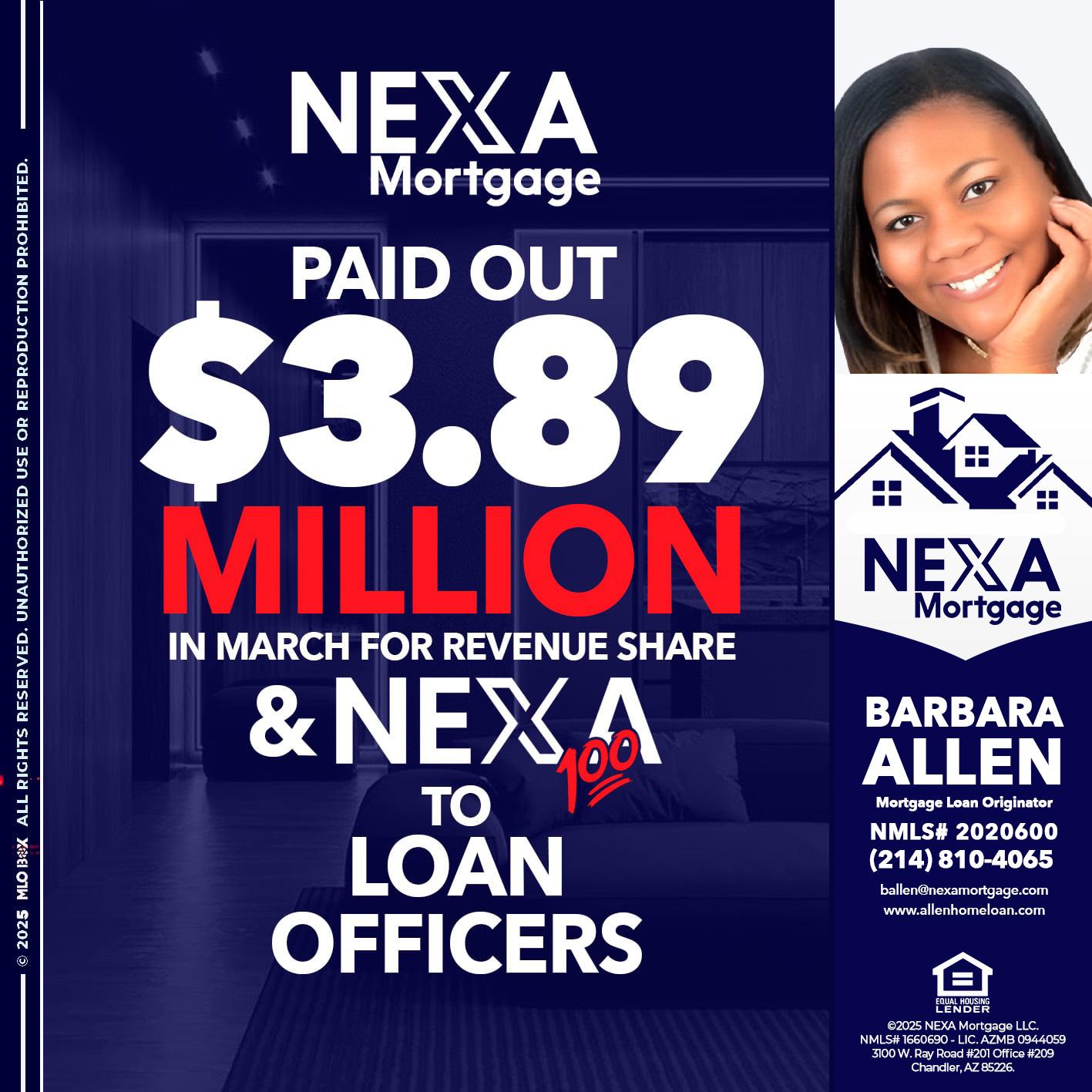 NEXA PAID OUT - Barbara Allen -Mortgage Consultant