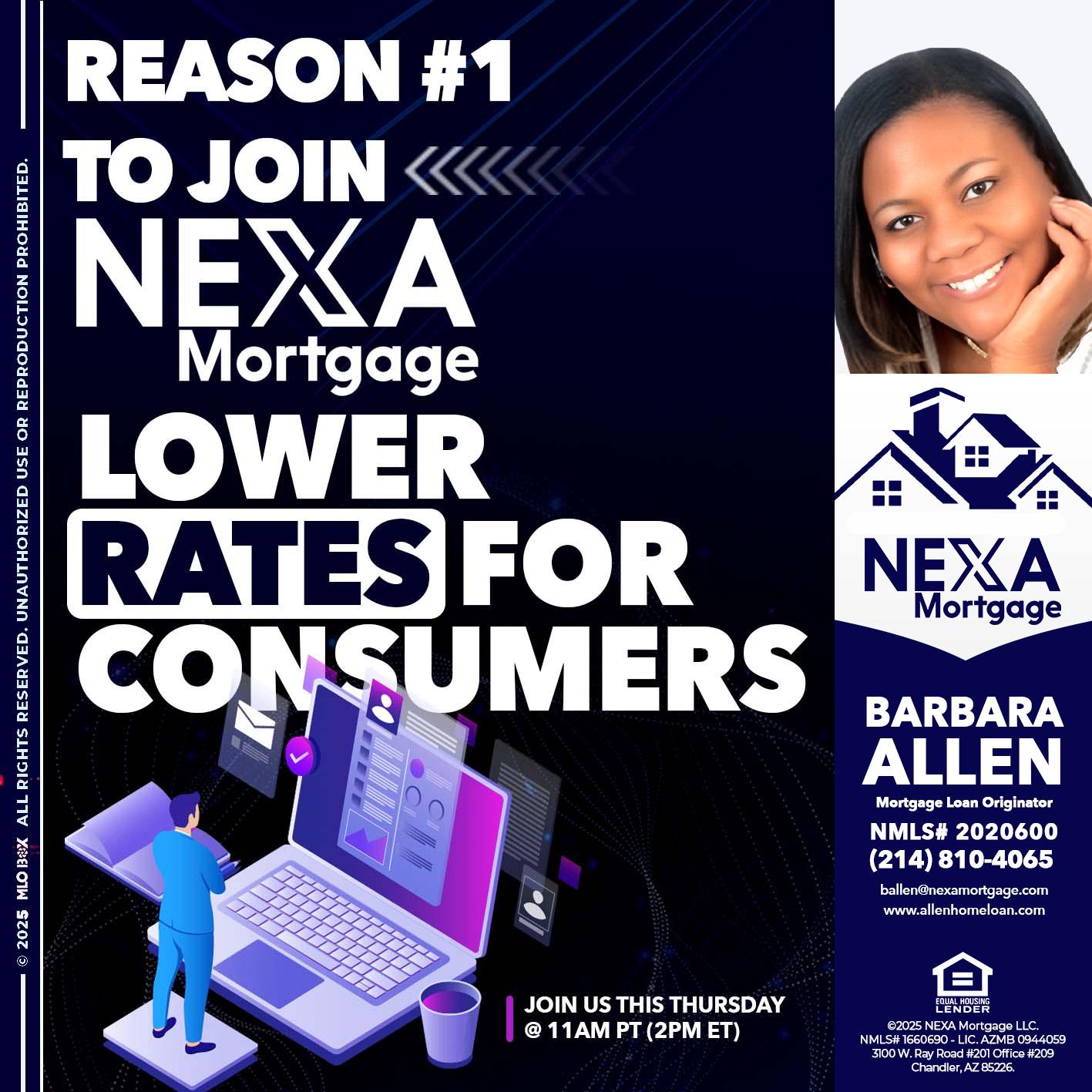 REASON 1 - Barbara Allen -Mortgage Consultant