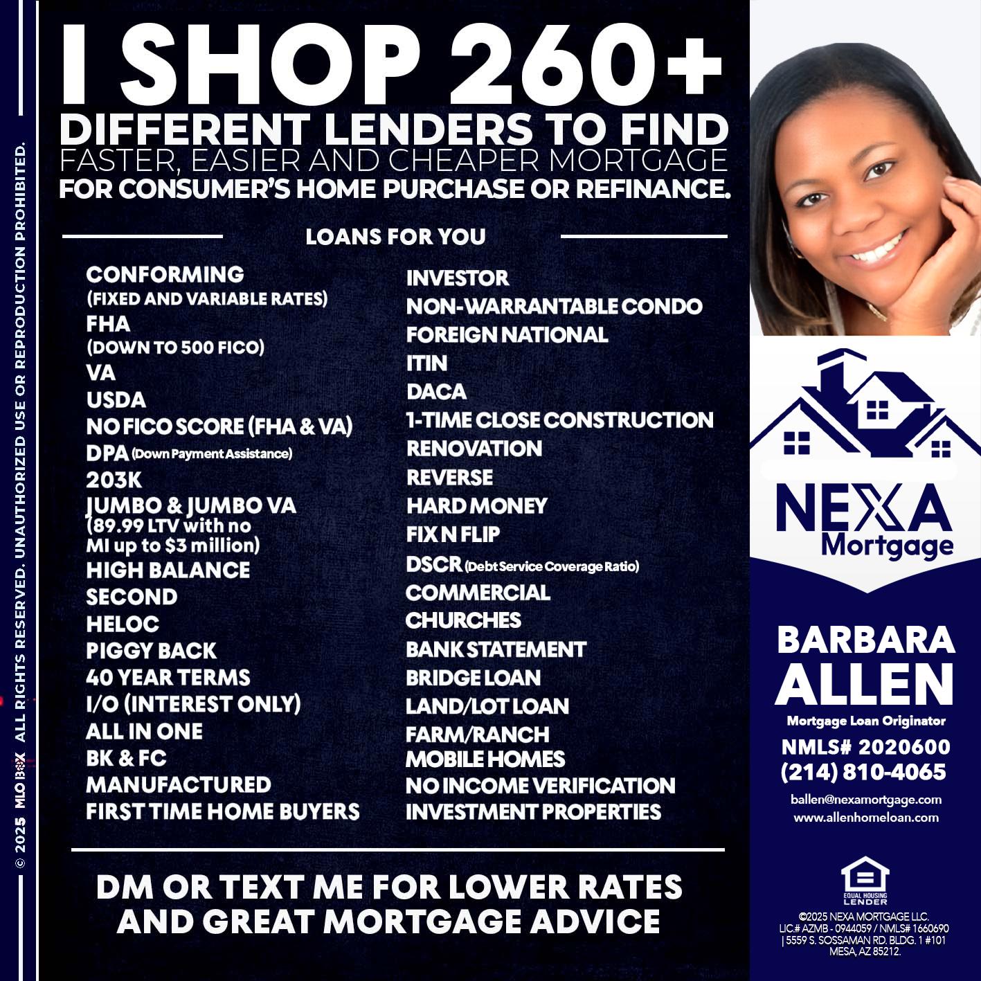 I SHOP +260 - Barbara Allen -Mortgage Consultant