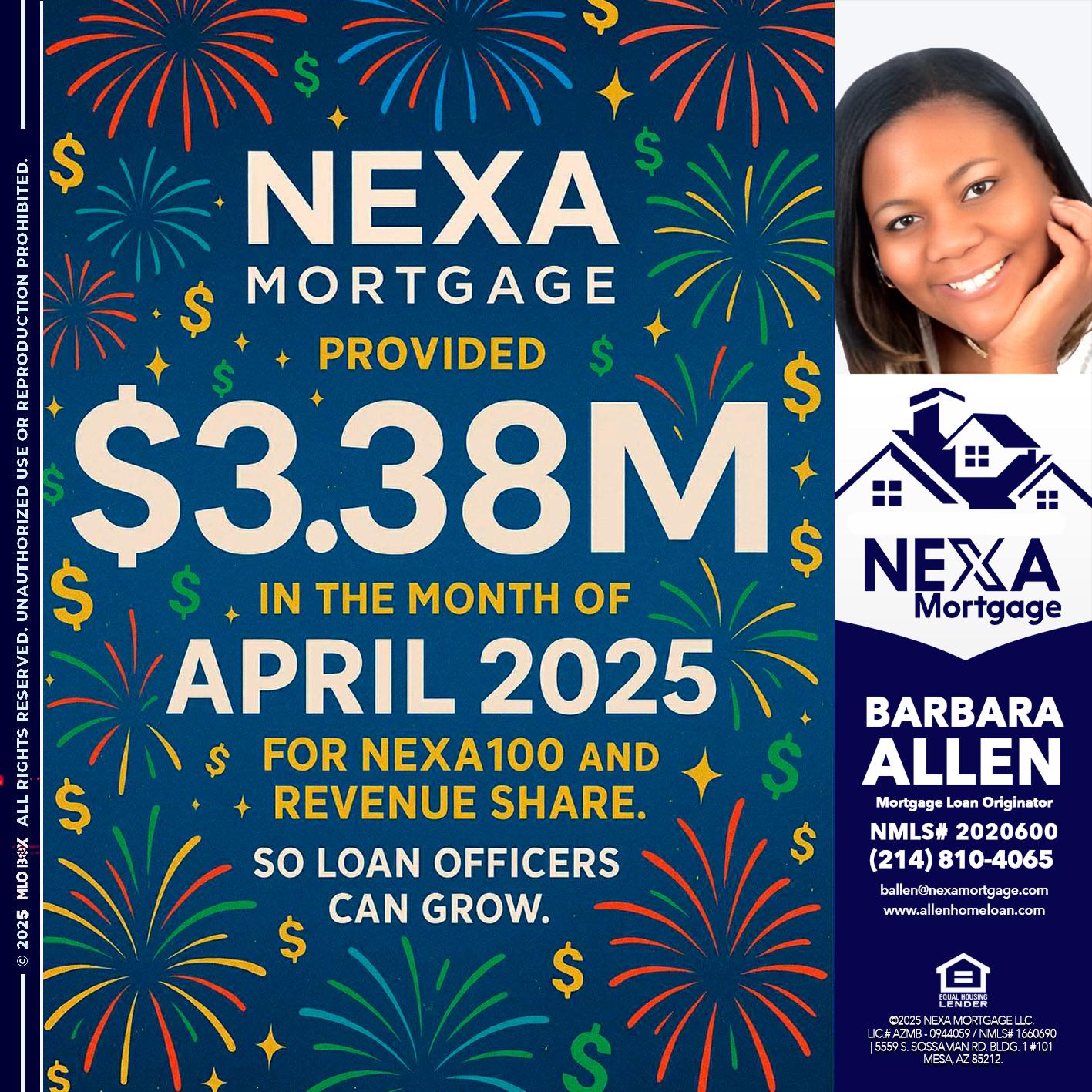 $3.38M - Barbara Allen -Mortgage Consultant