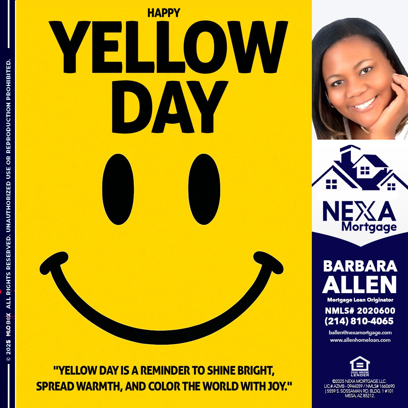 YELLOW DAY - Barbara Allen -Mortgage Consultant