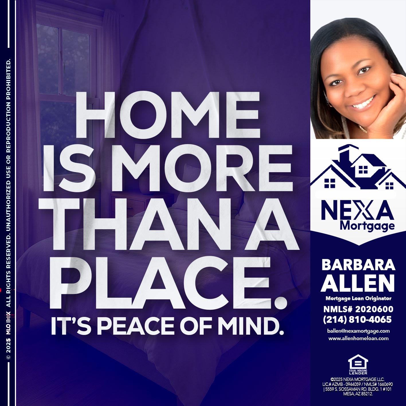 HOME IS MORE - Barbara Allen -Mortgage Consultant