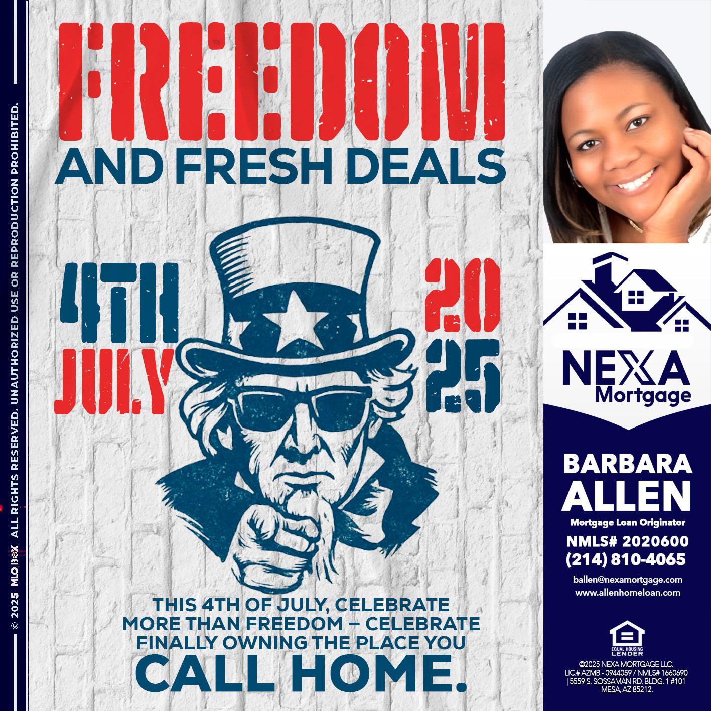 FREEDOM - Barbara Allen -Mortgage Consultant
