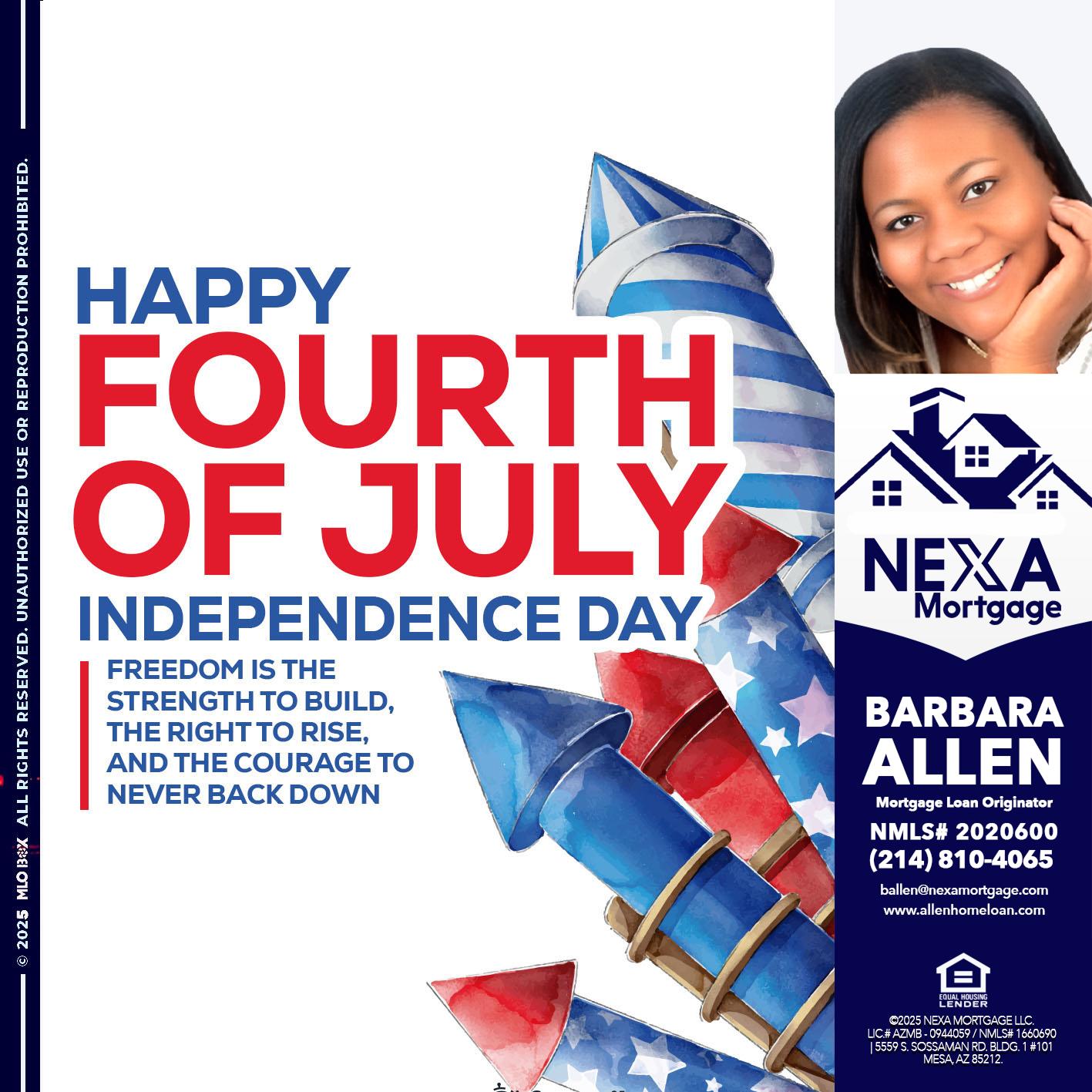 HAPPY FOURTH OF JULY - Barbara Allen -Mortgage Consultant