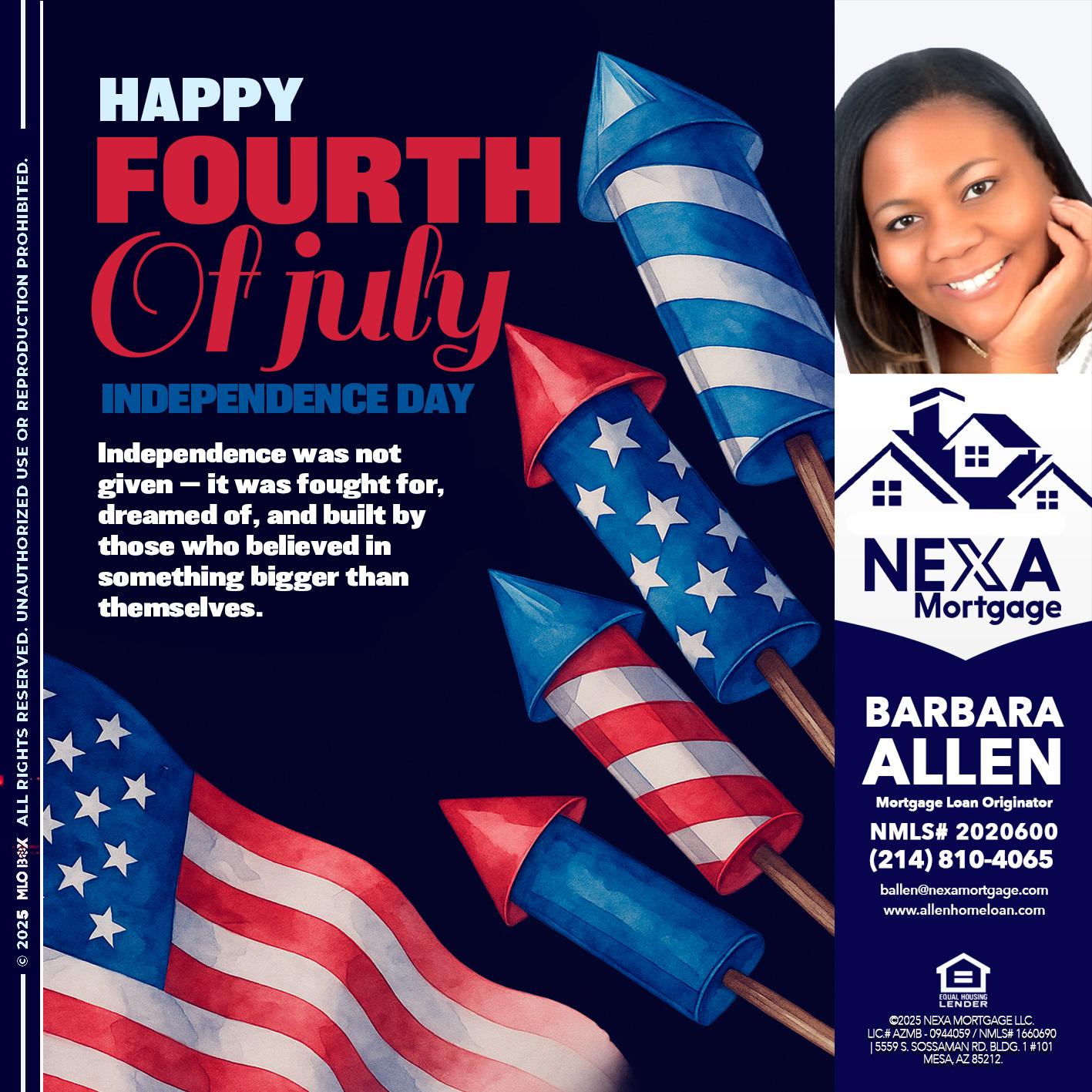 happy fourth - Barbara Allen -Mortgage Consultant