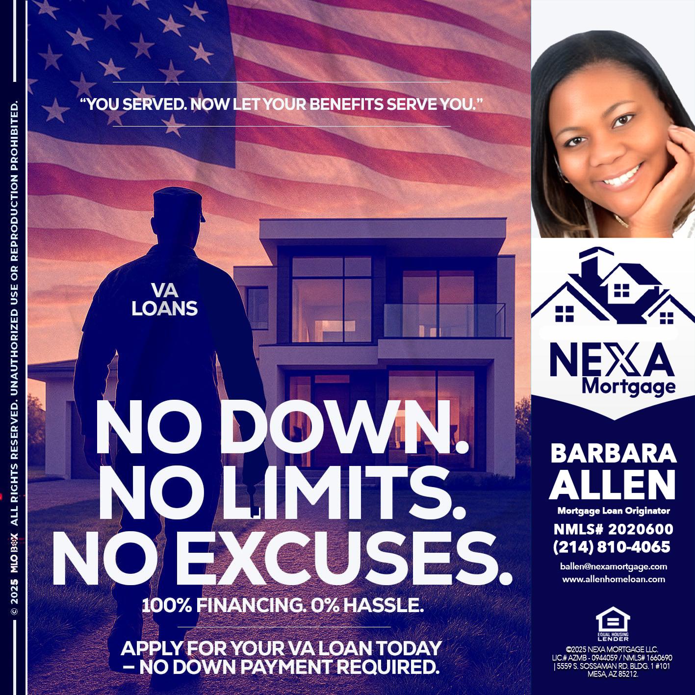 NO DOWN. NO LIMIT. - Barbara Allen -Mortgage Consultant