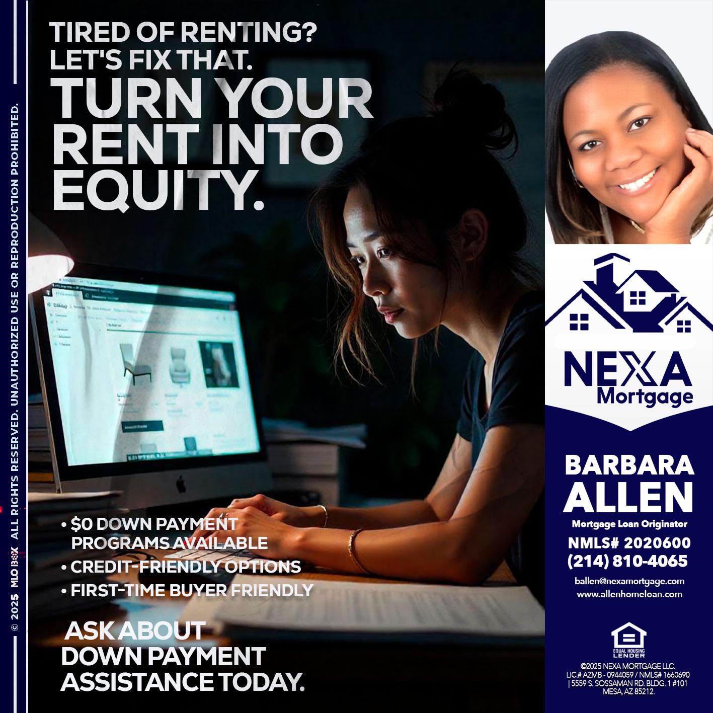 tired of renting? - Barbara Allen -Mortgage Consultant