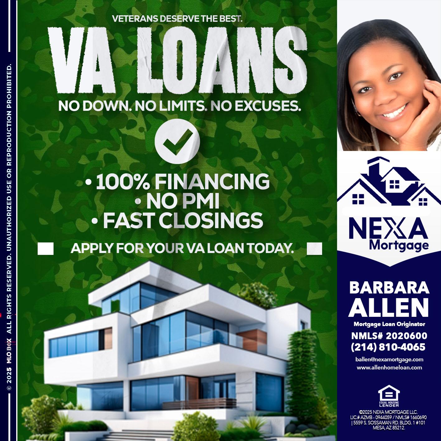 VA LOANS - Barbara Allen -Mortgage Consultant