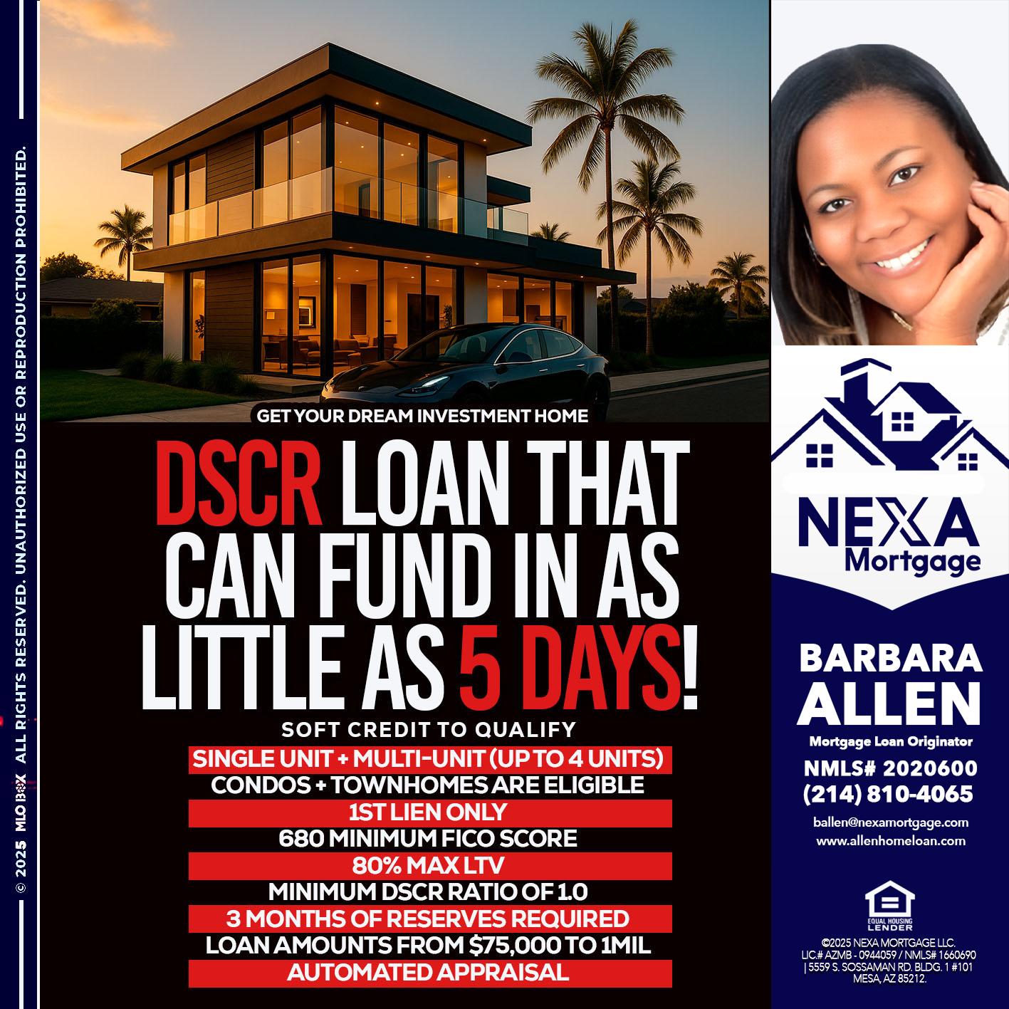 DSCR LOAN - Barbara Allen -Mortgage Consultant