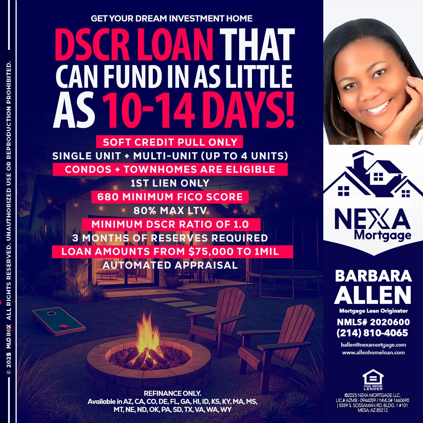 DSCR LOAN - Barbara Allen -Mortgage Consultant