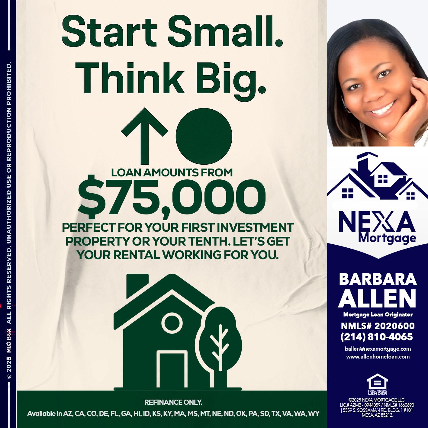 START SMALL - Barbara Allen -Mortgage Consultant