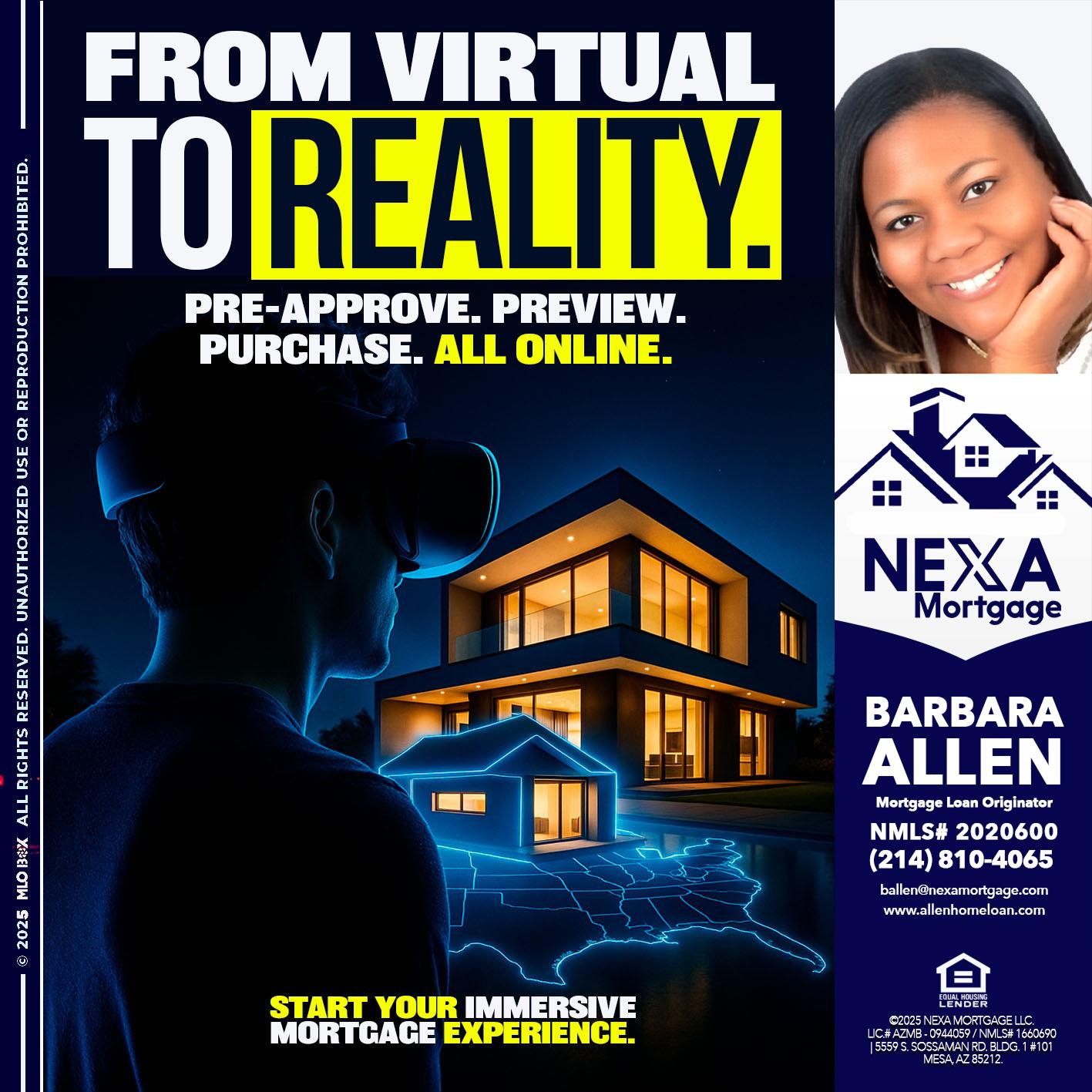 FROM VIRTUAL - Barbara Allen -Mortgage Consultant