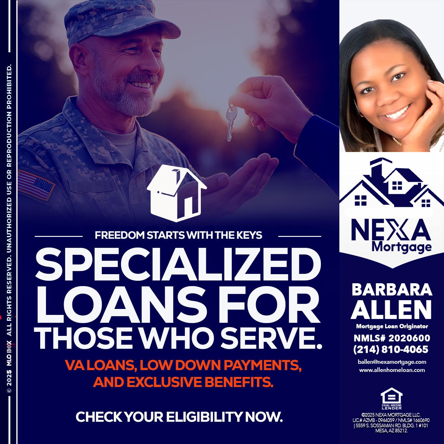 SPECIALIZED LOANS - Barbara Allen -Mortgage Consultant