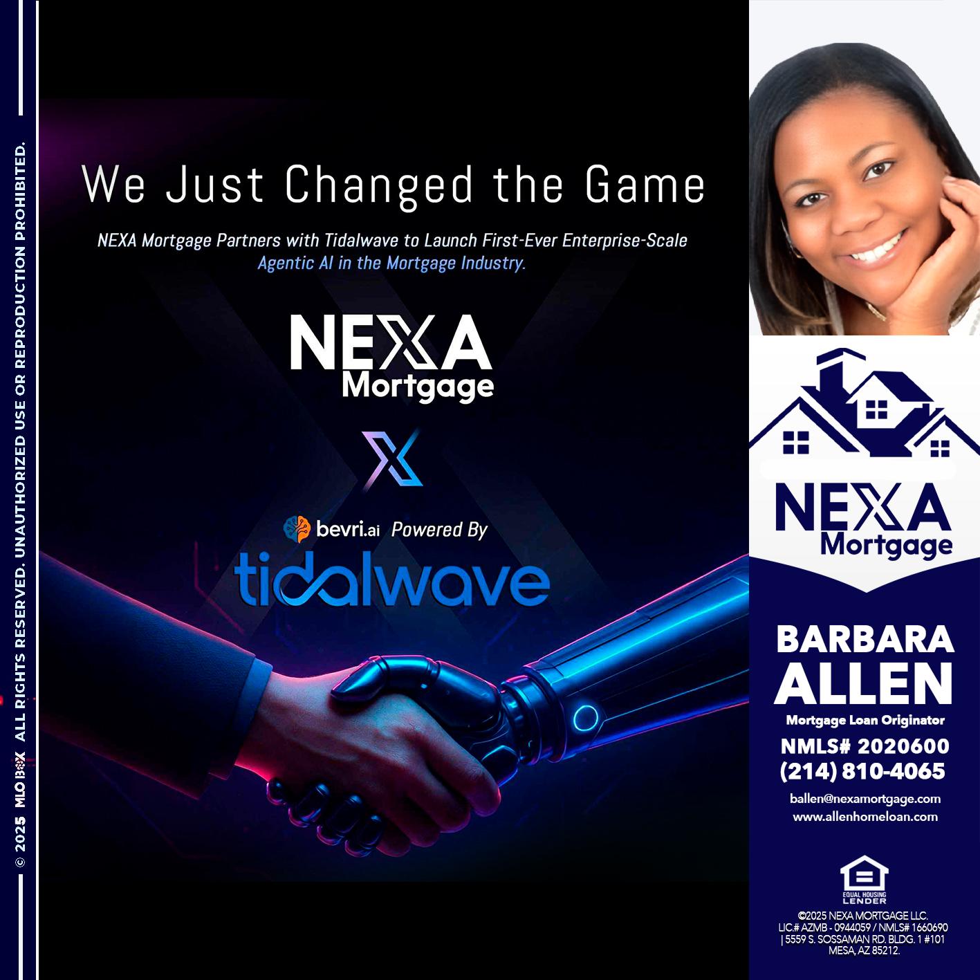 we just change - Barbara Allen -Mortgage Consultant