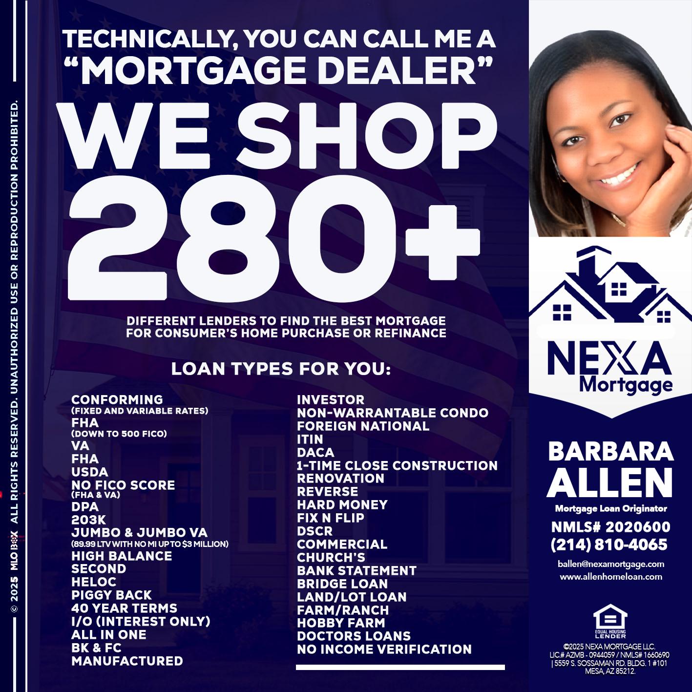 WE SHOP 280 + - Barbara Allen -Mortgage Consultant