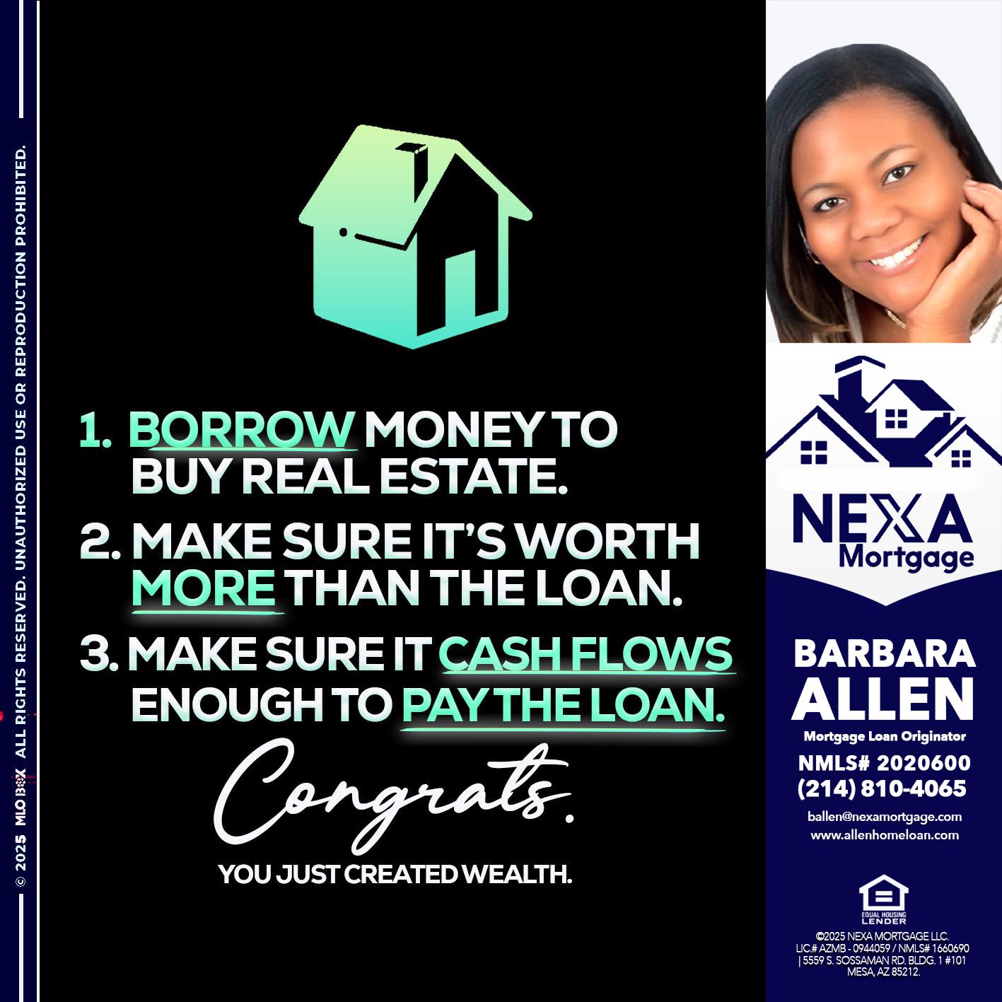 BORROW MONEY - Barbara Allen -Mortgage Consultant