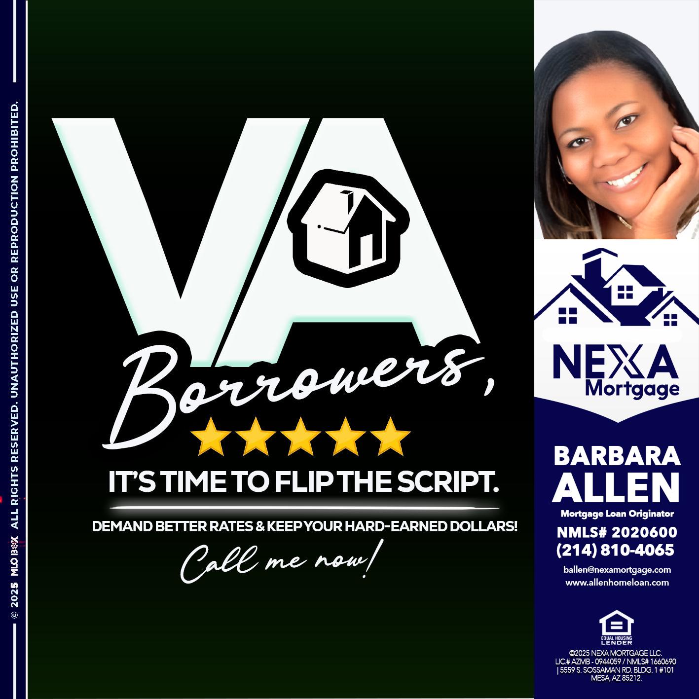 VA BORROWERS - Barbara Allen -Mortgage Consultant