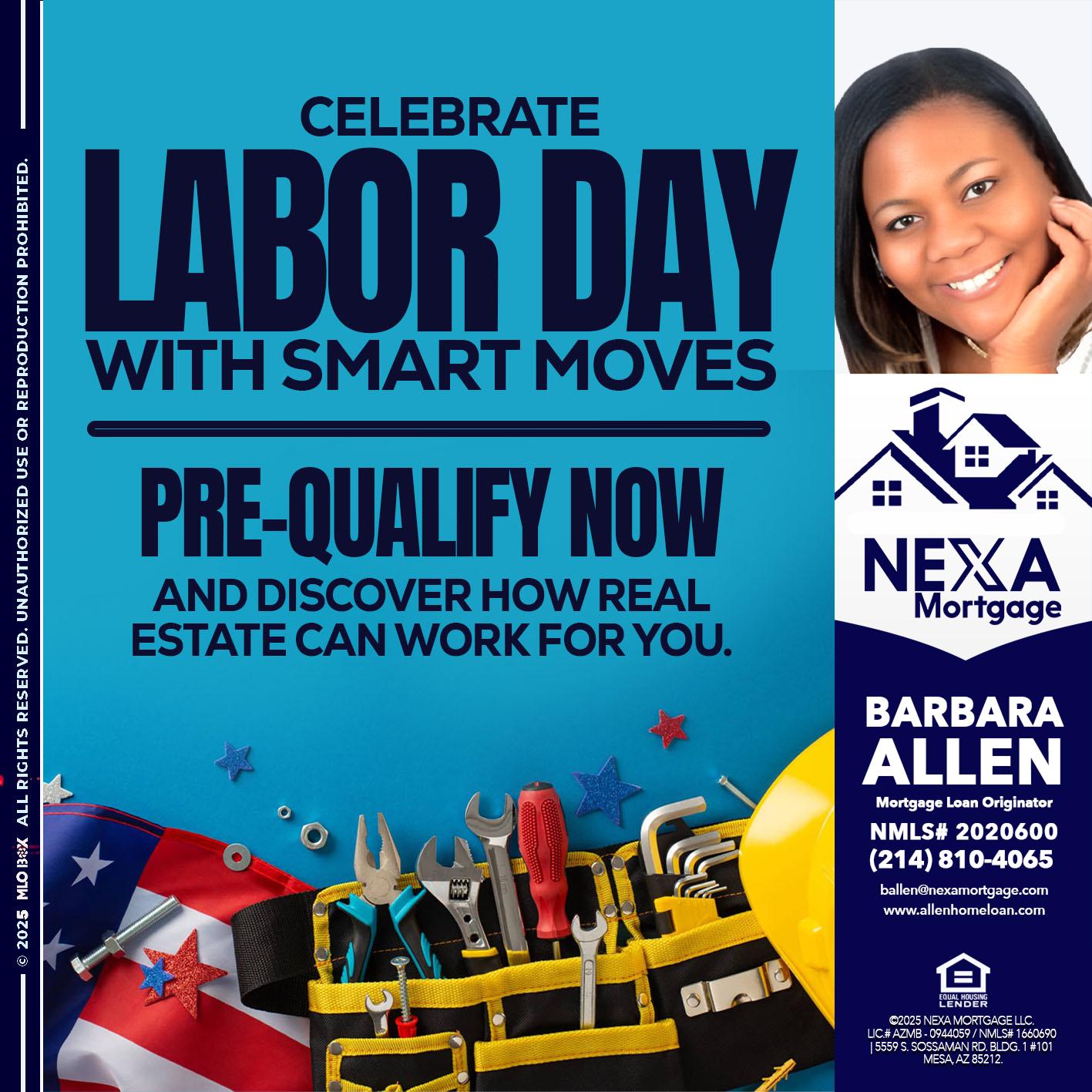 CELEBRATE LABOR DAY - Barbara Allen -Mortgage Consultant