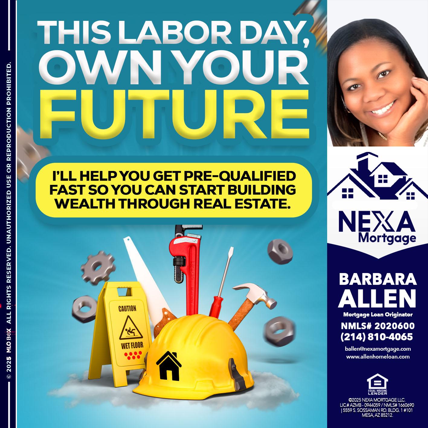 LABOR DAY - Barbara Allen -Mortgage Consultant