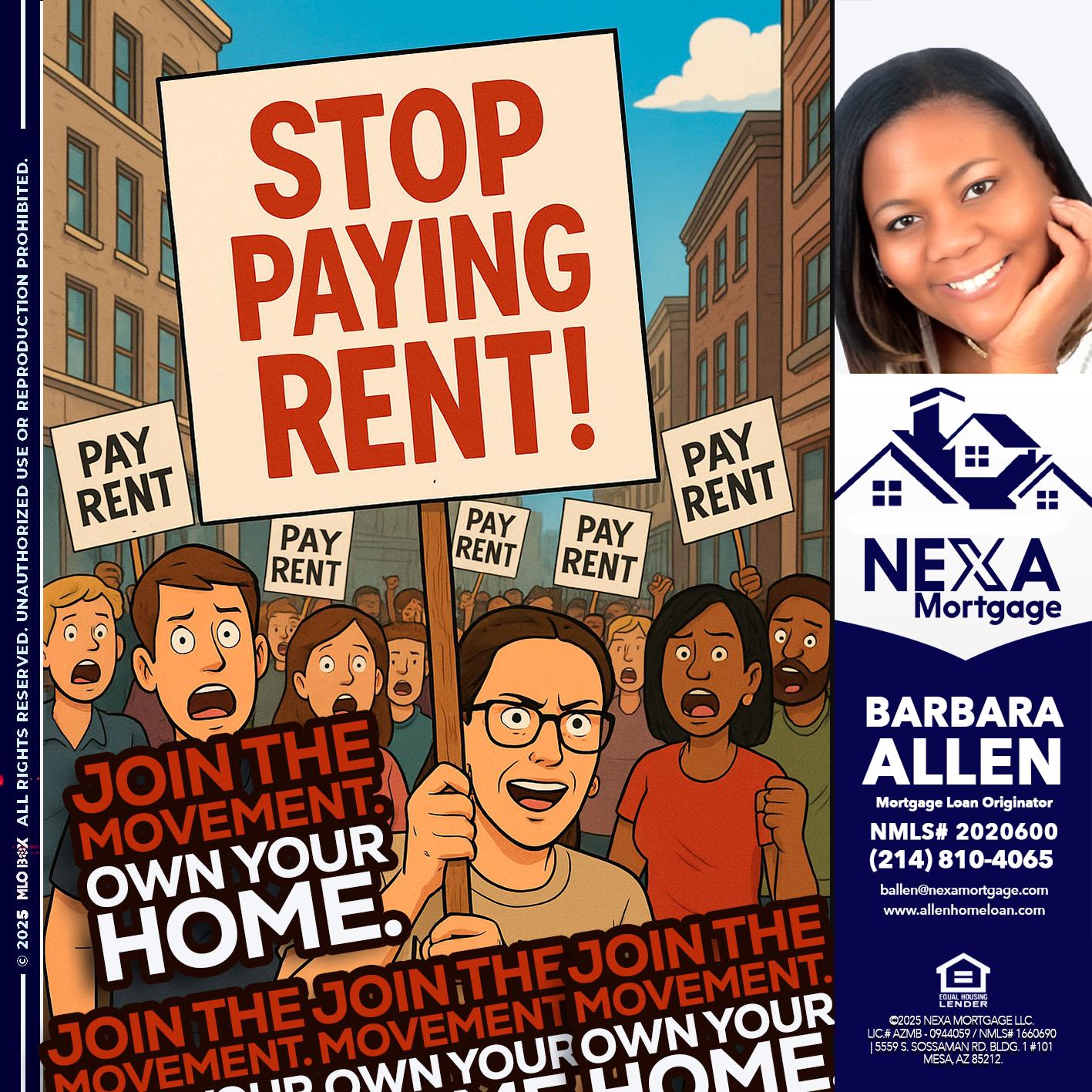 stop paying rent - Barbara Allen -Mortgage Consultant