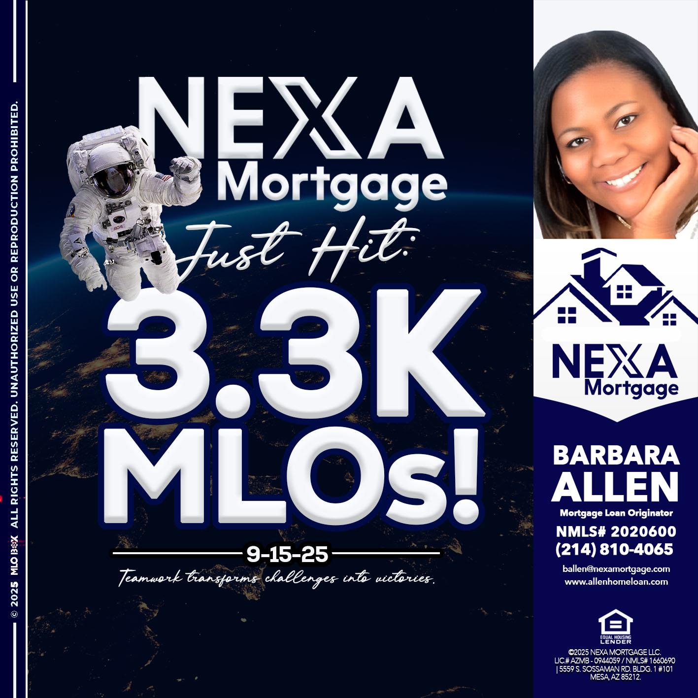 3.3K - Barbara Allen -Mortgage Consultant