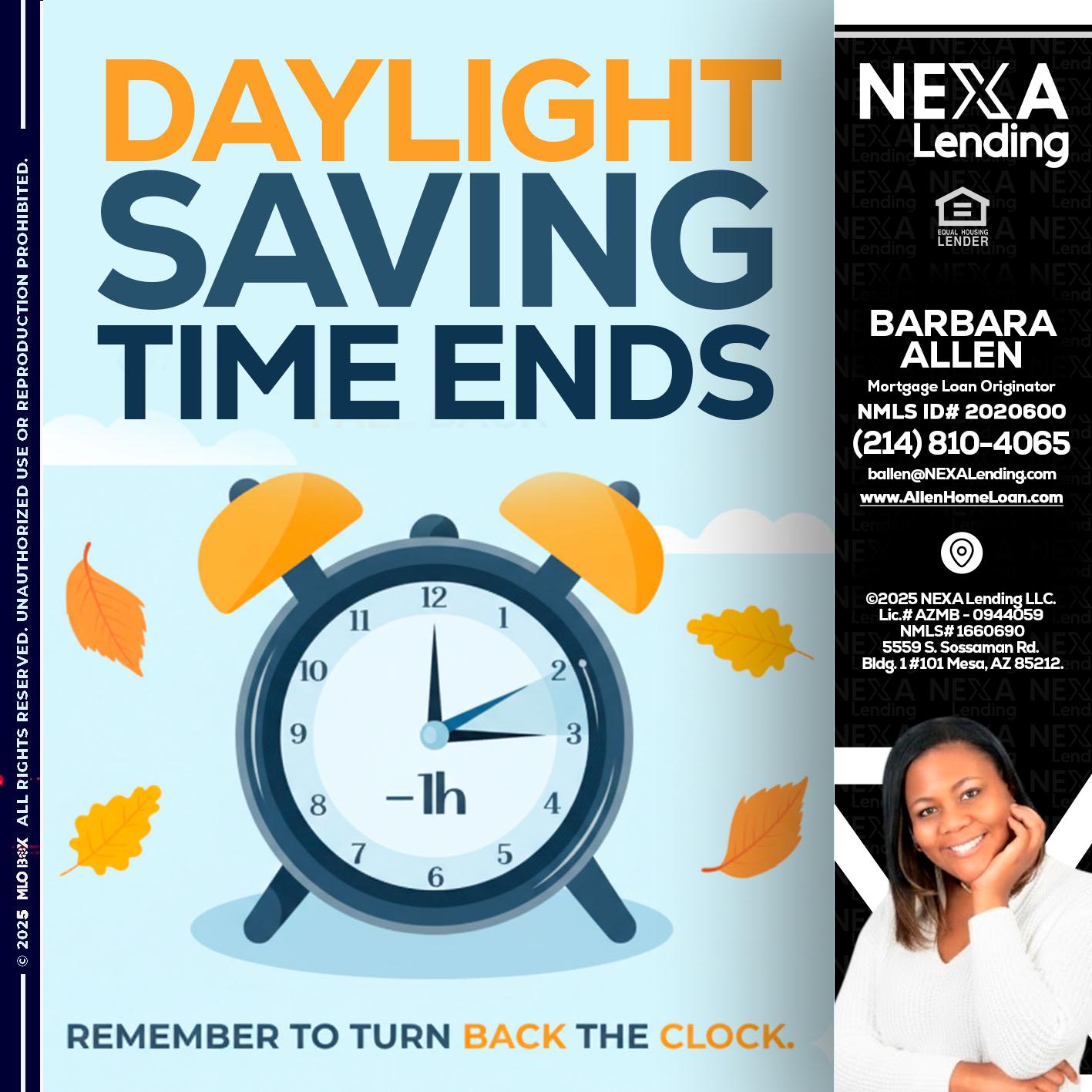 daylight saving - Barbara Allen -Mortgage Consultant