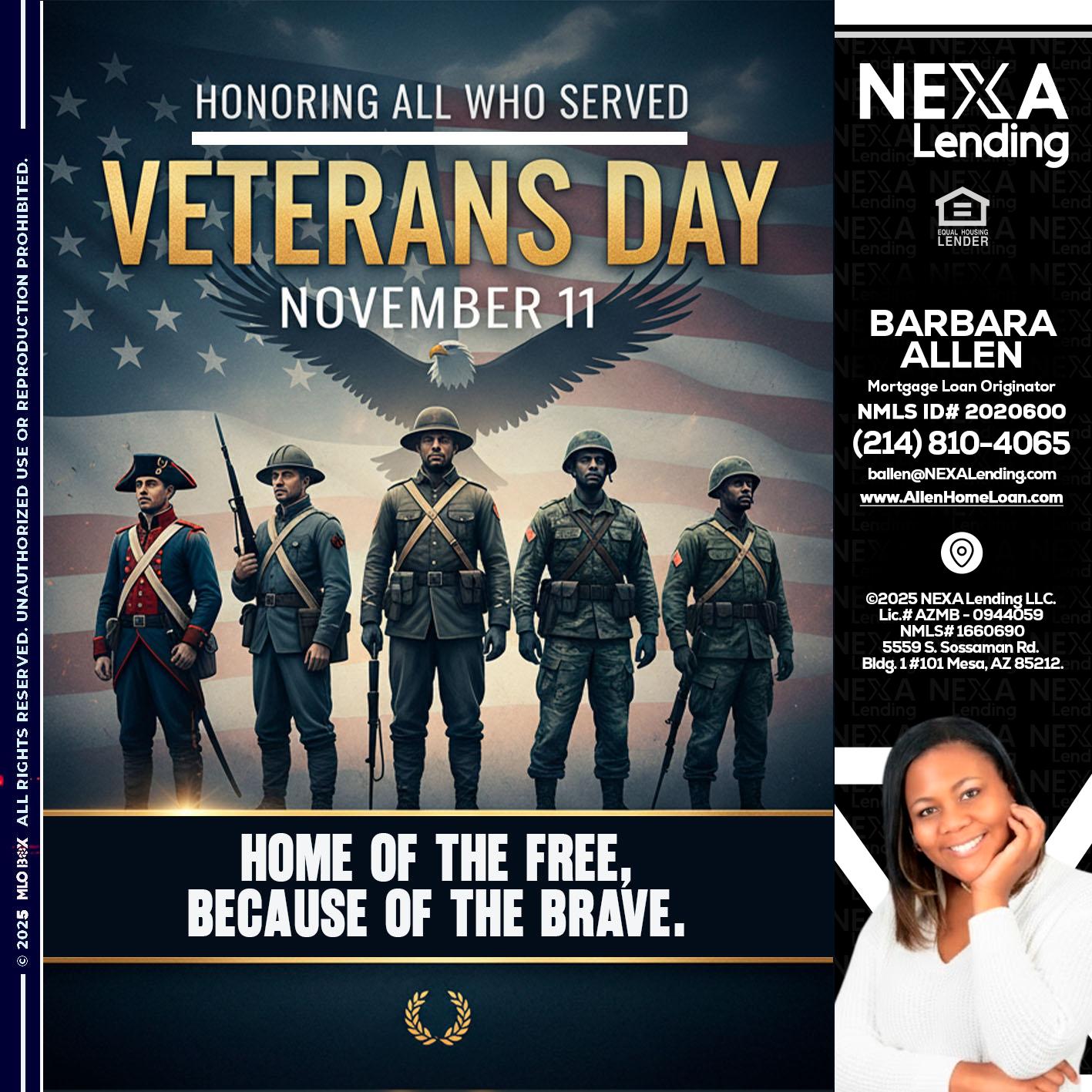 Veterans Day - Barbara Allen -Mortgage Consultant
