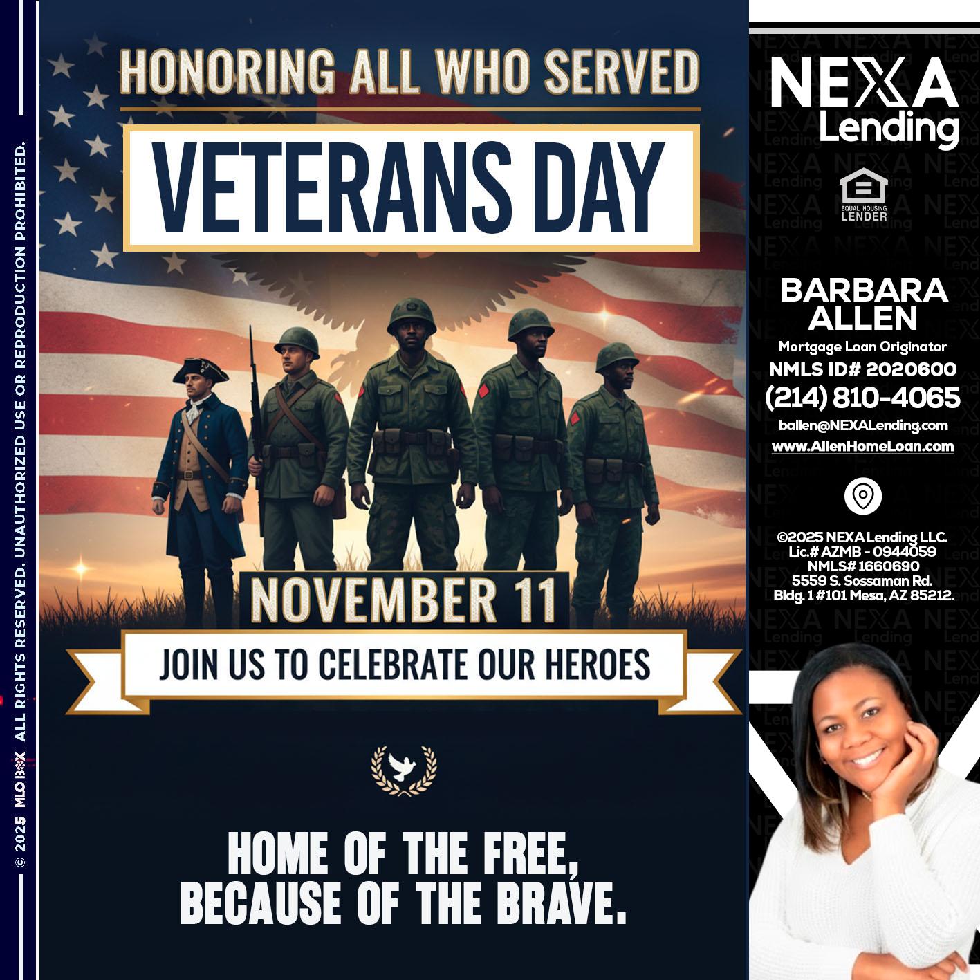 VETERANS DAY - Barbara Allen -Mortgage Consultant