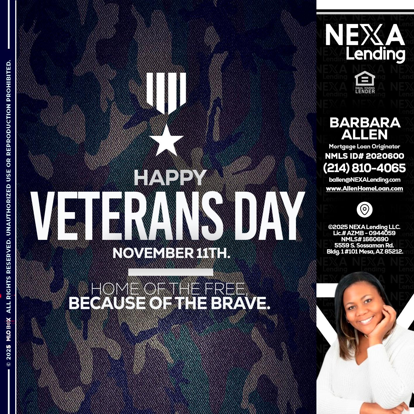 VETERANS DAY - Barbara Allen -Mortgage Consultant