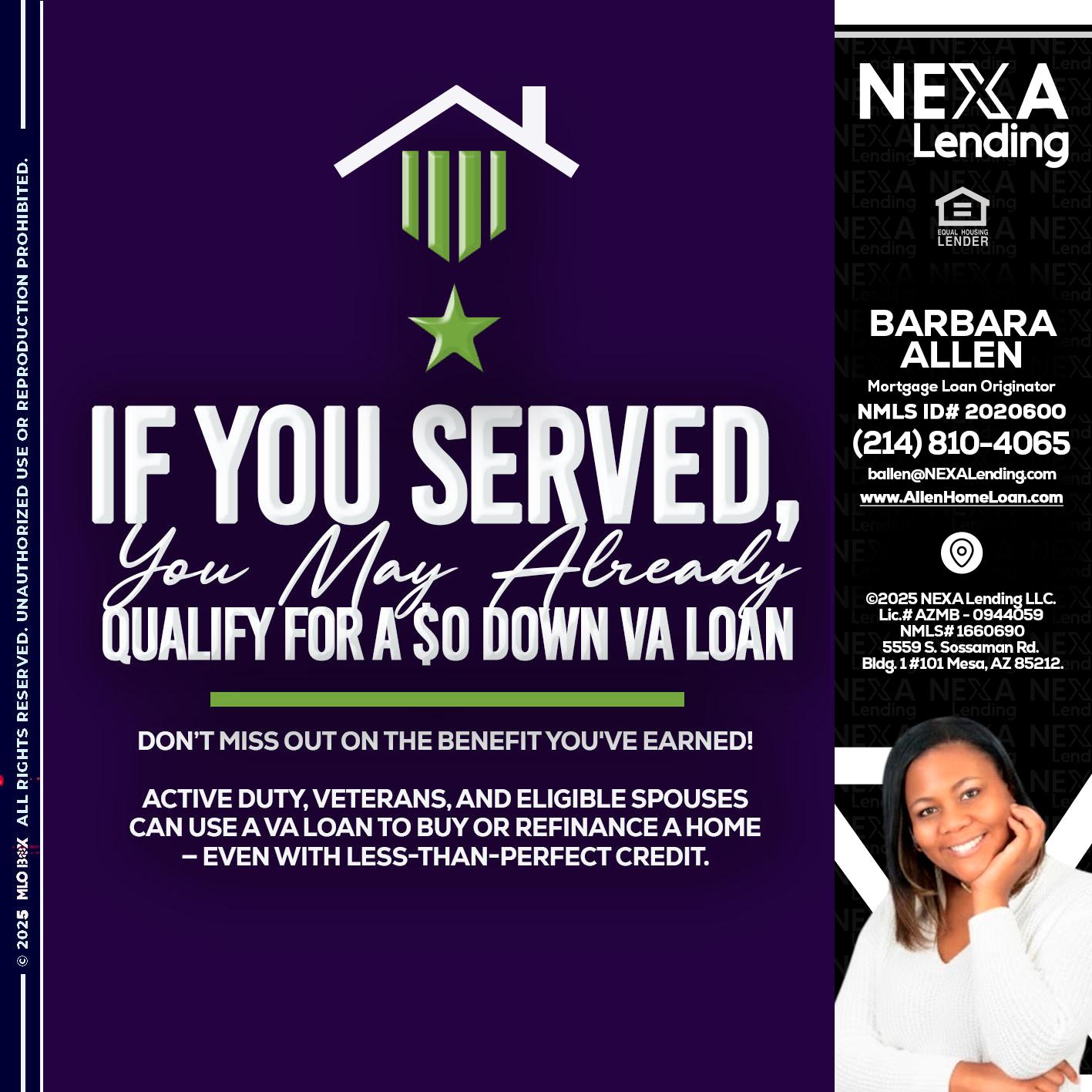 IF YOU SERVED - Barbara Allen -Mortgage Consultant