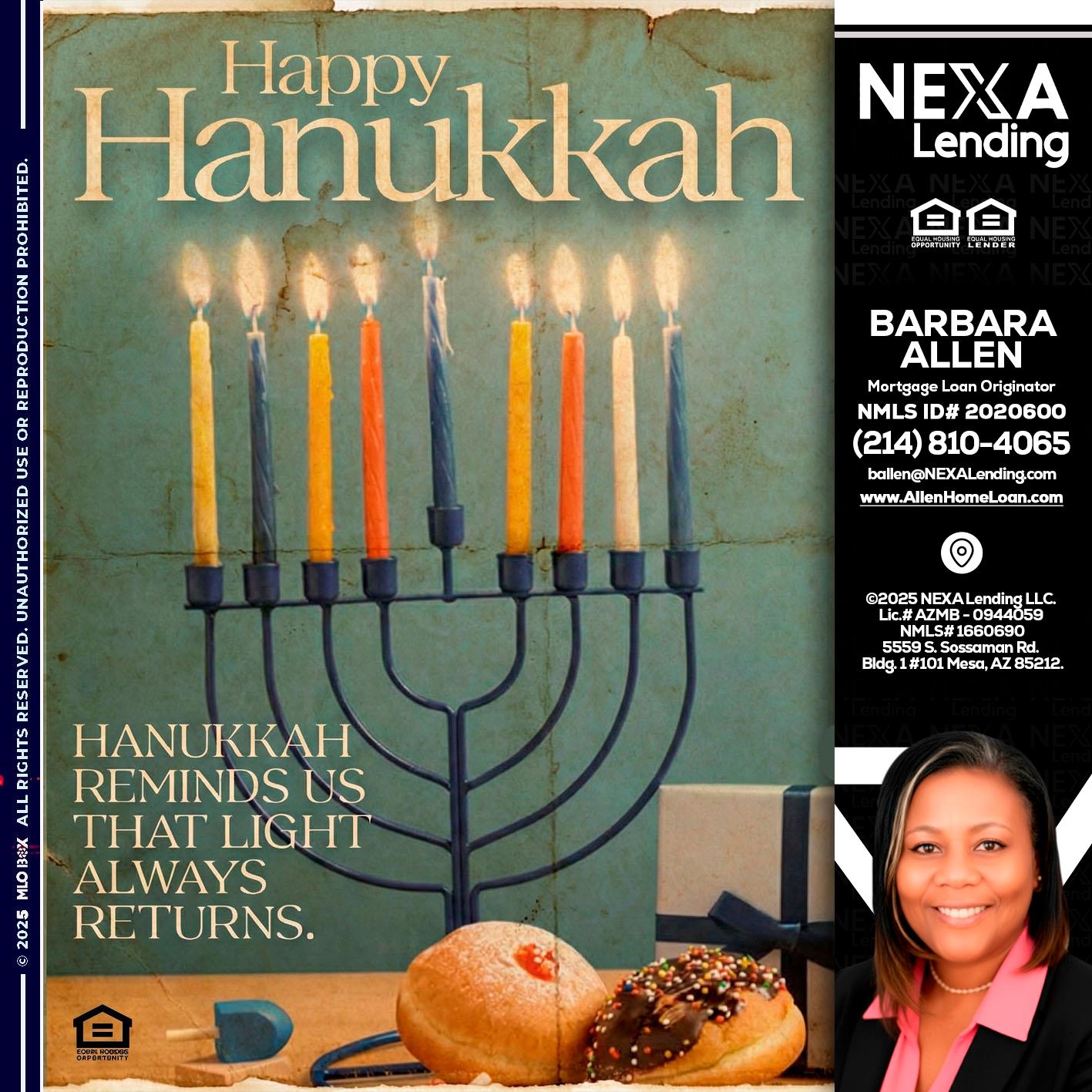 HAPPY HANUKKAH - Barbara Allen -Mortgage Consultant