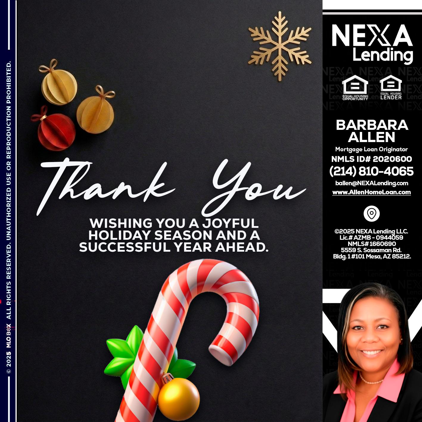 THANK YOU - Barbara Allen -Mortgage Consultant