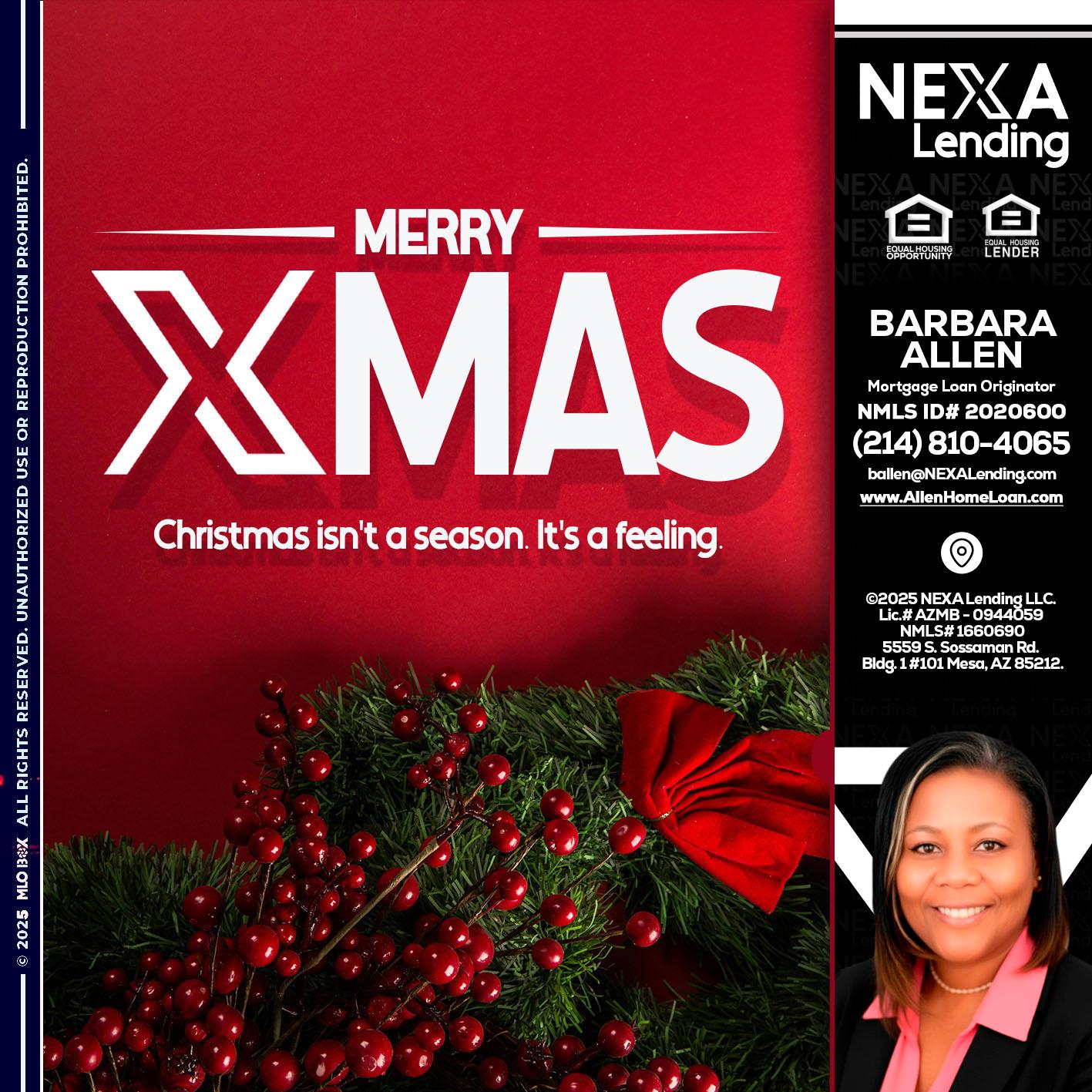 merry xmas - Barbara Allen -Mortgage Consultant