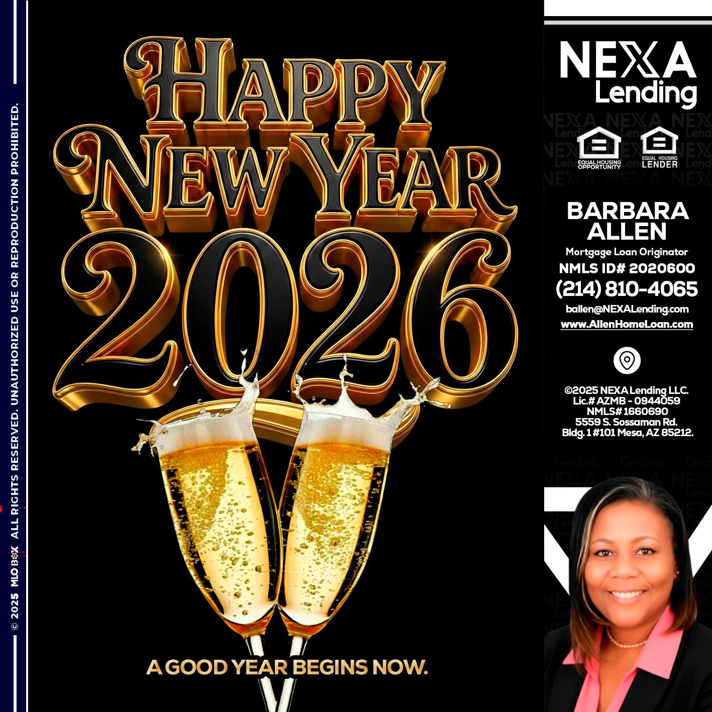 happy new year 2026 - Barbara Allen -Mortgage Consultant