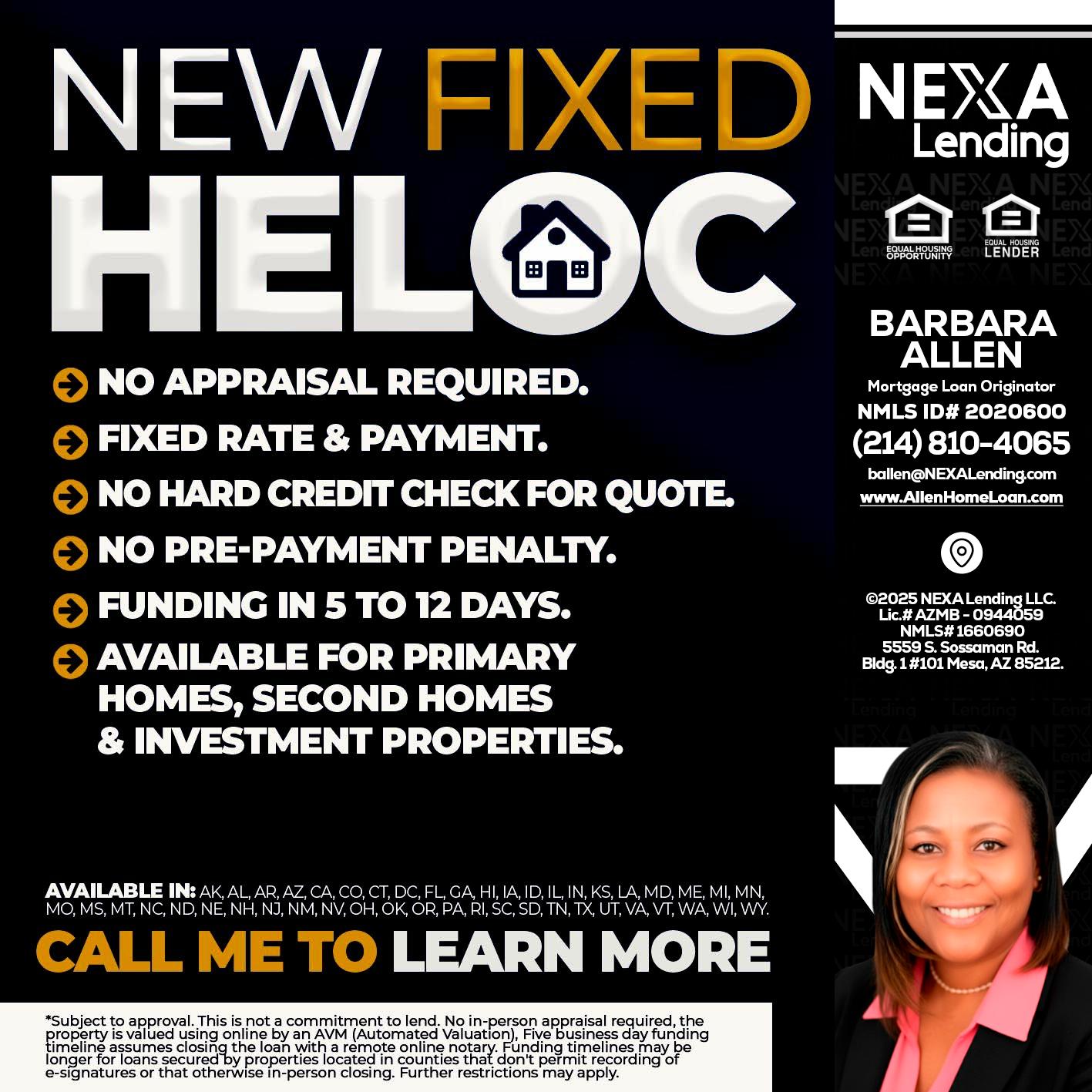 HELOC - Barbara Allen -Mortgage Consultant