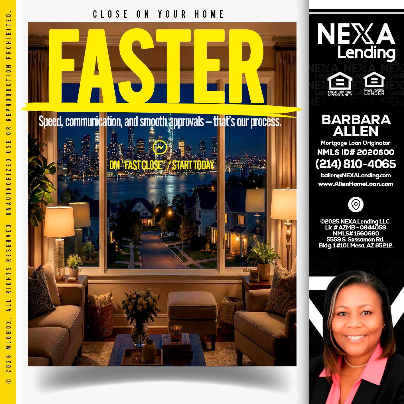 FASTER - Barbara Allen -Mortgage Consultant