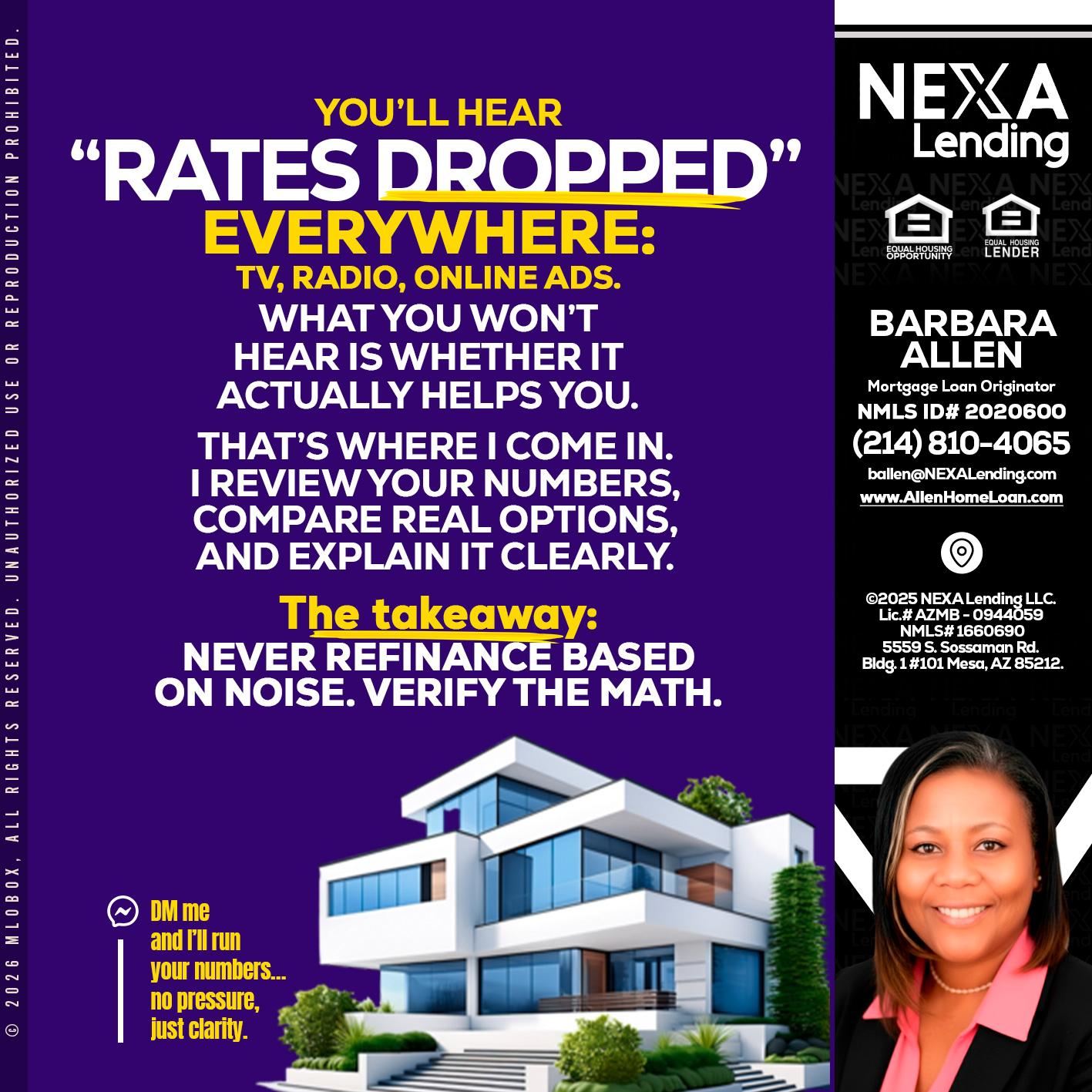 RATES DOPPED - Barbara Allen -Mortgage Consultant
